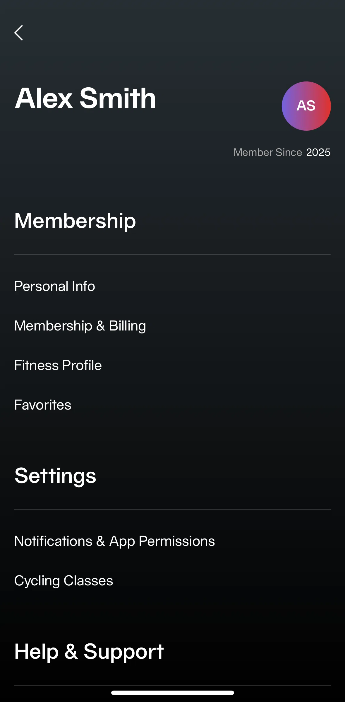 Equinox+ Screen screen in the Membership & billing flow