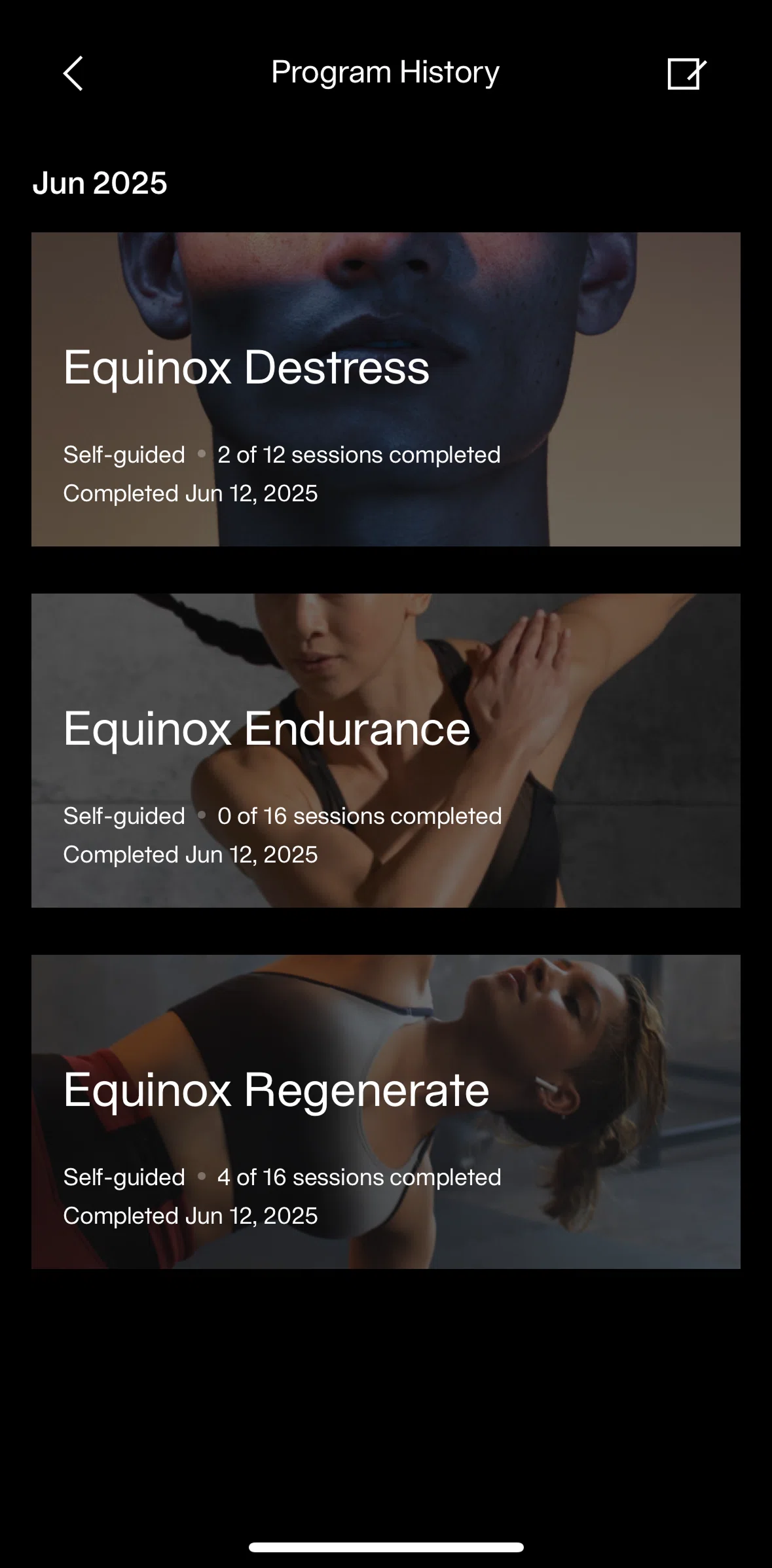 Equinox+ Screen screen in the Program recap flow