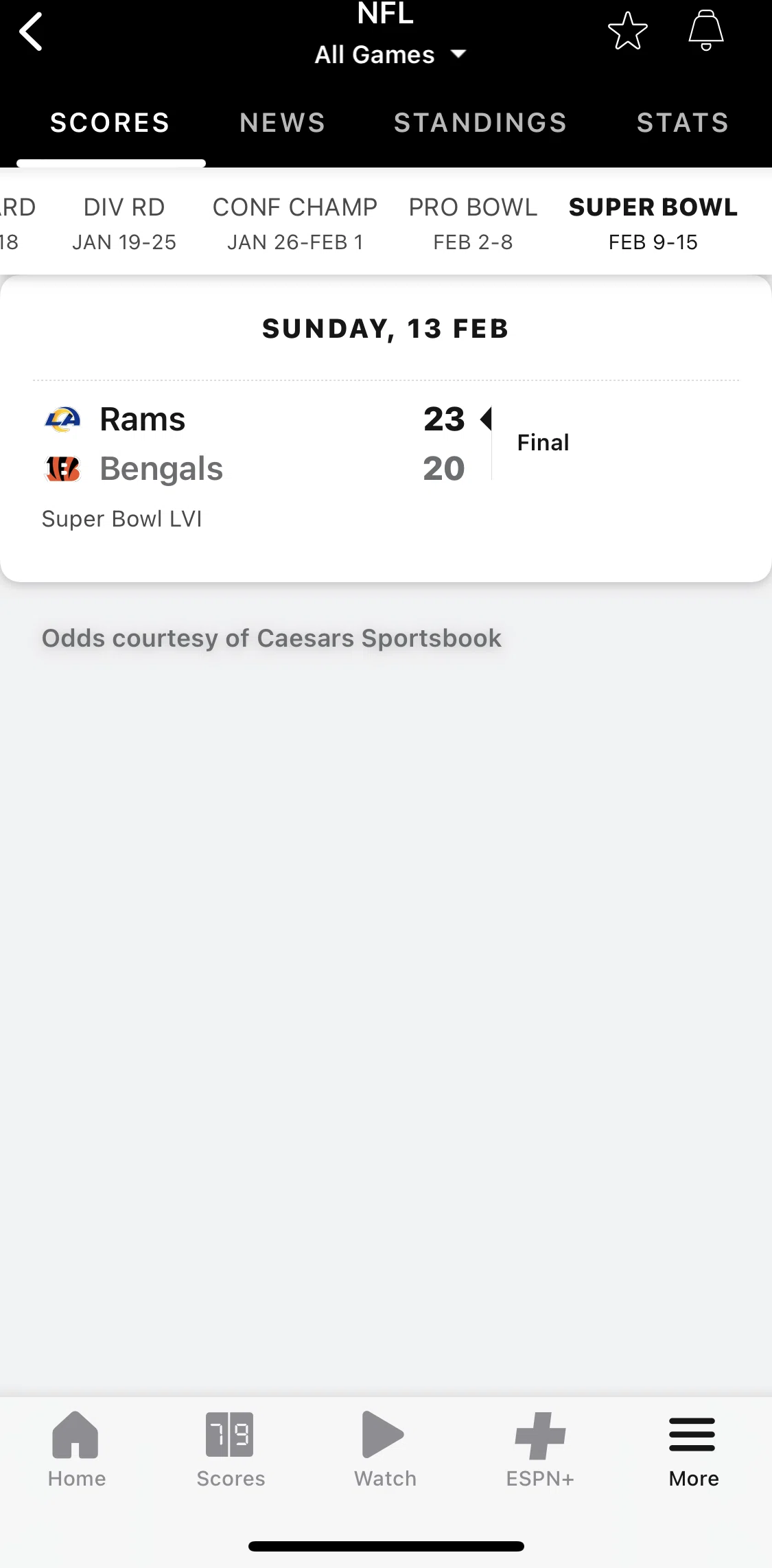 Espn Screen screen in the Alerts flow