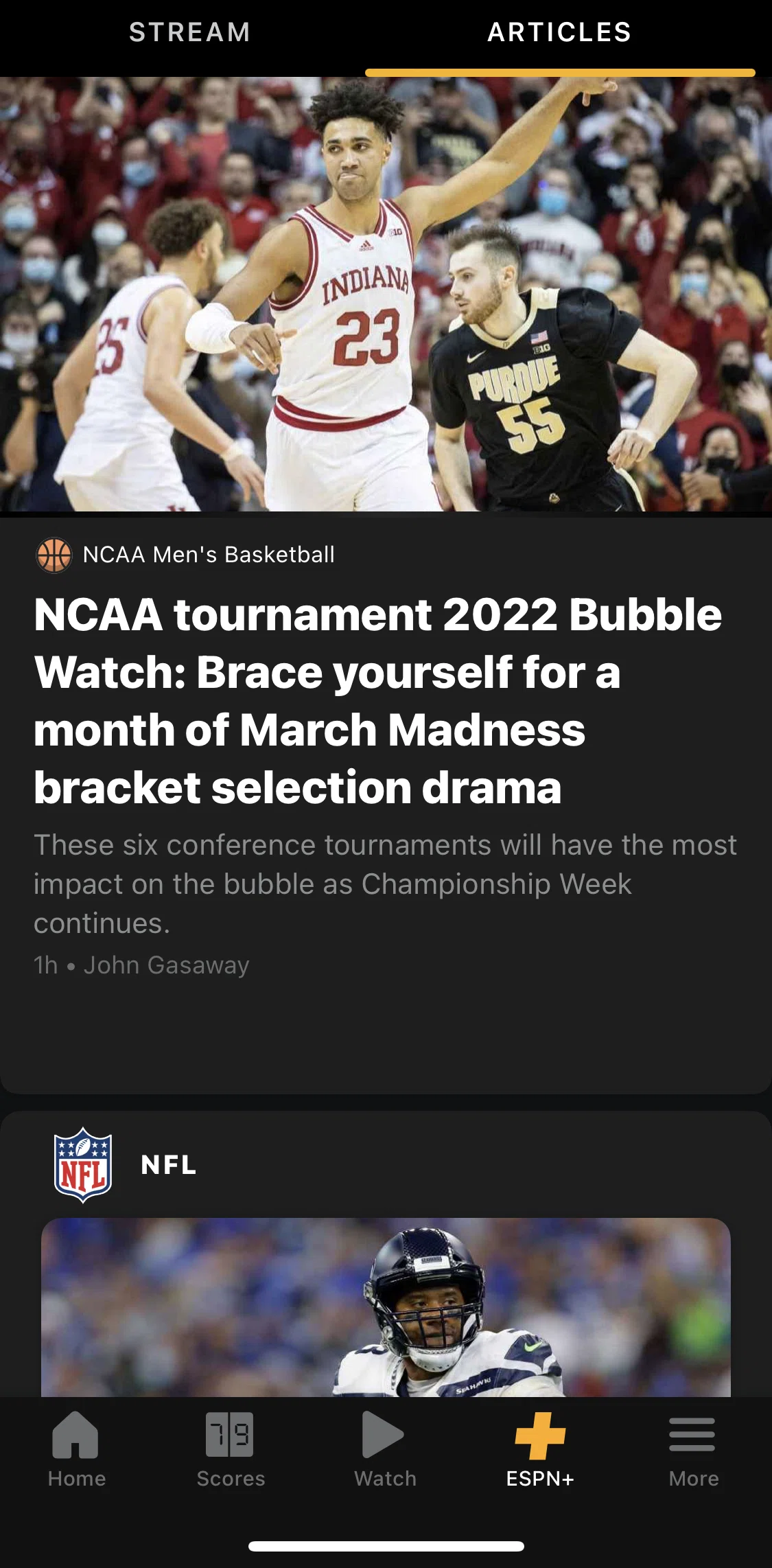 Espn Screen screen in the Article detail flow