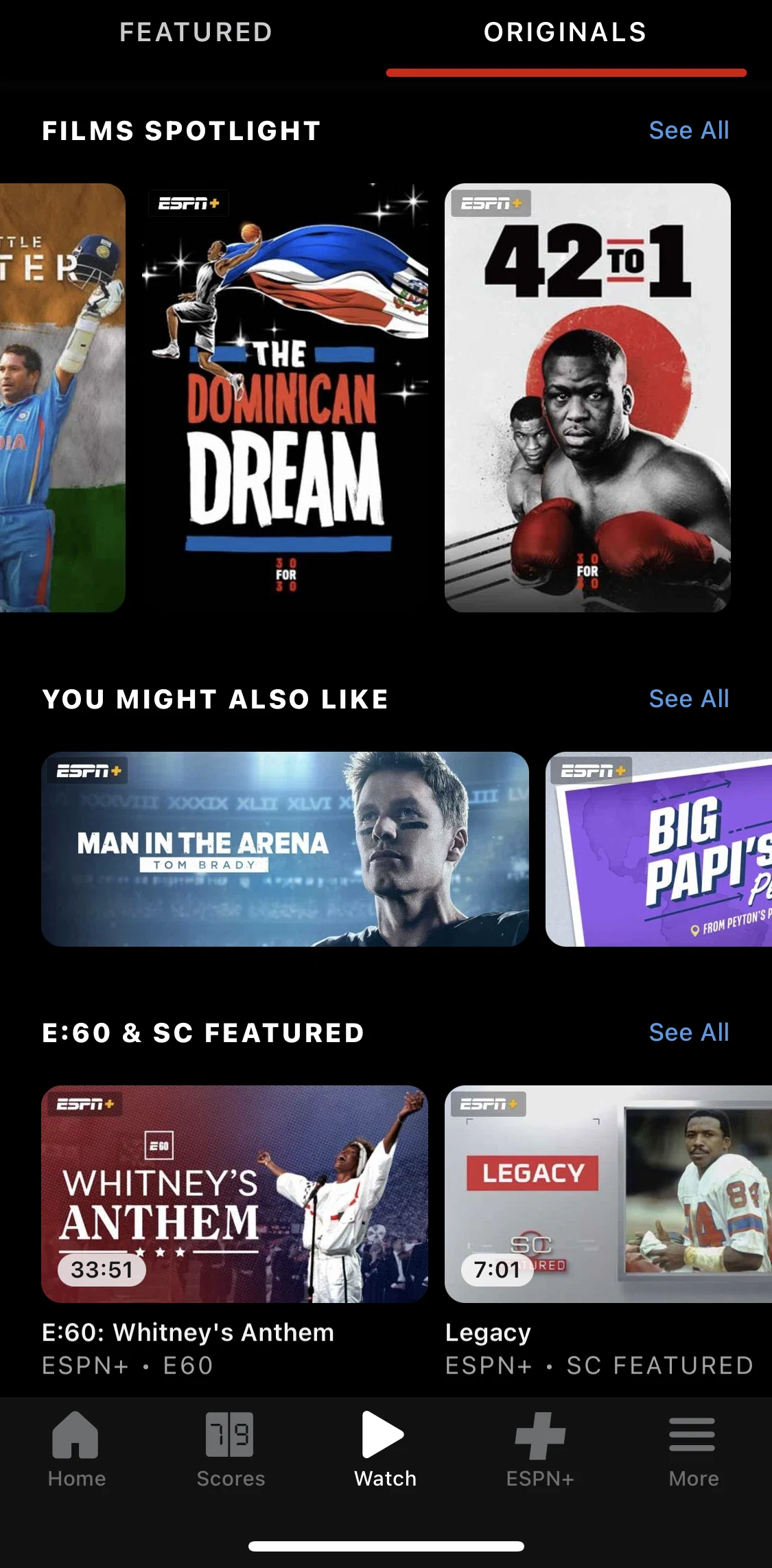 Espn Screen screen in the Film detail flow