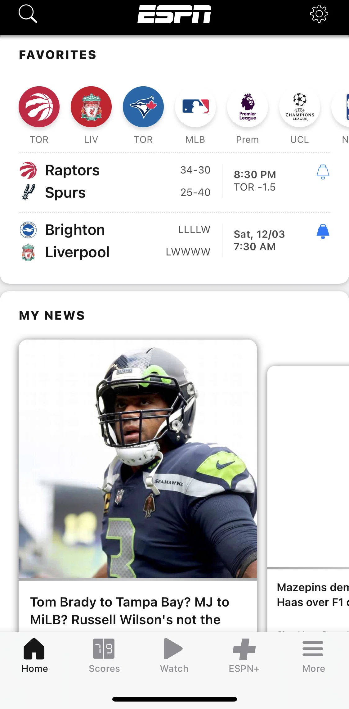 Espn Screen screen in the League detail (soccer) flow