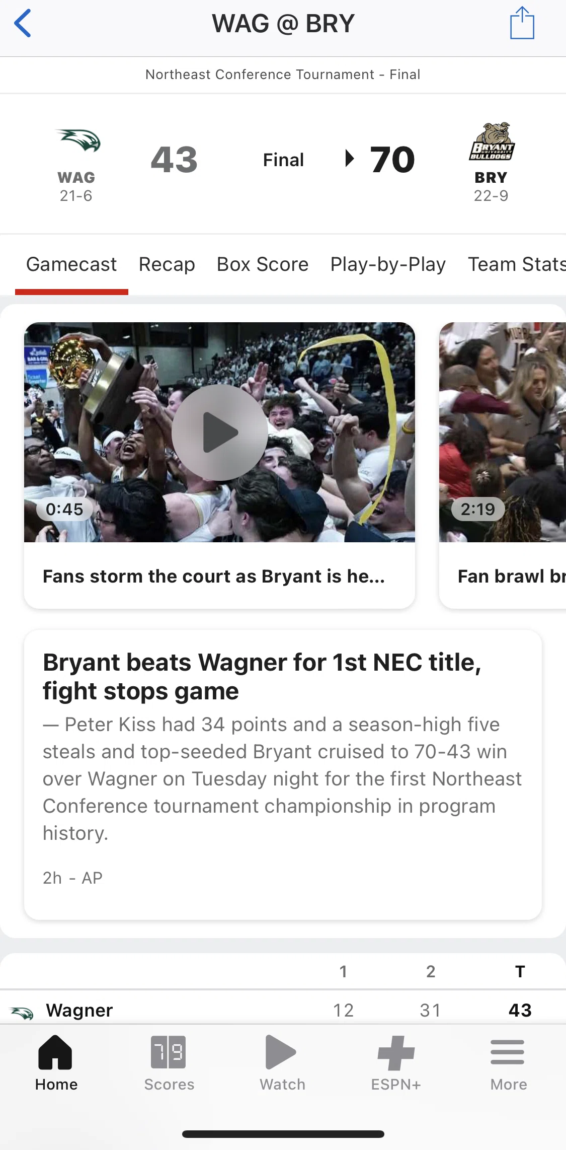 Espn Screen screen in the Recap flow
