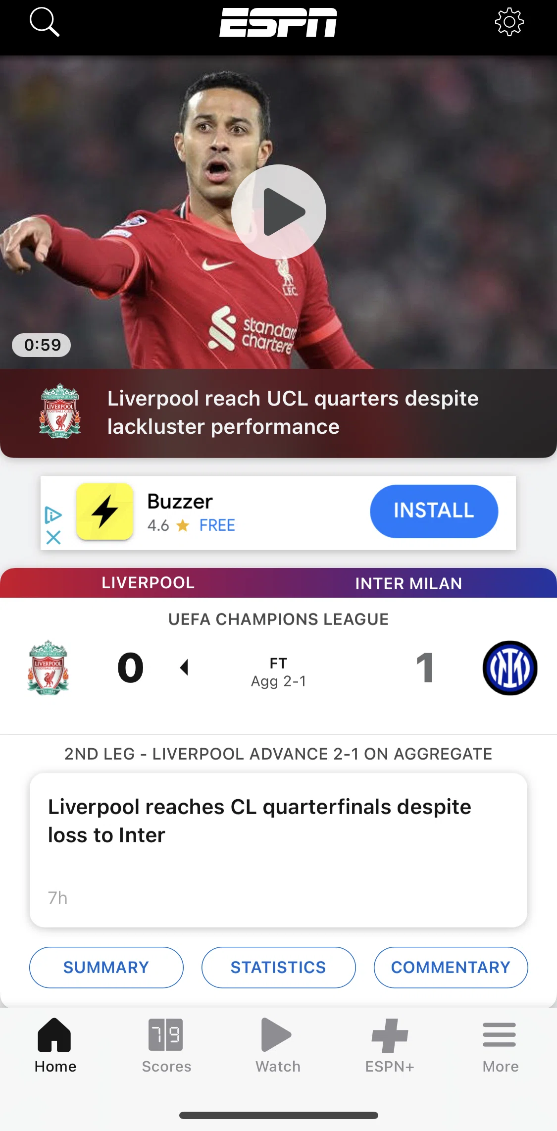 Espn Screen screen in the Reports flow