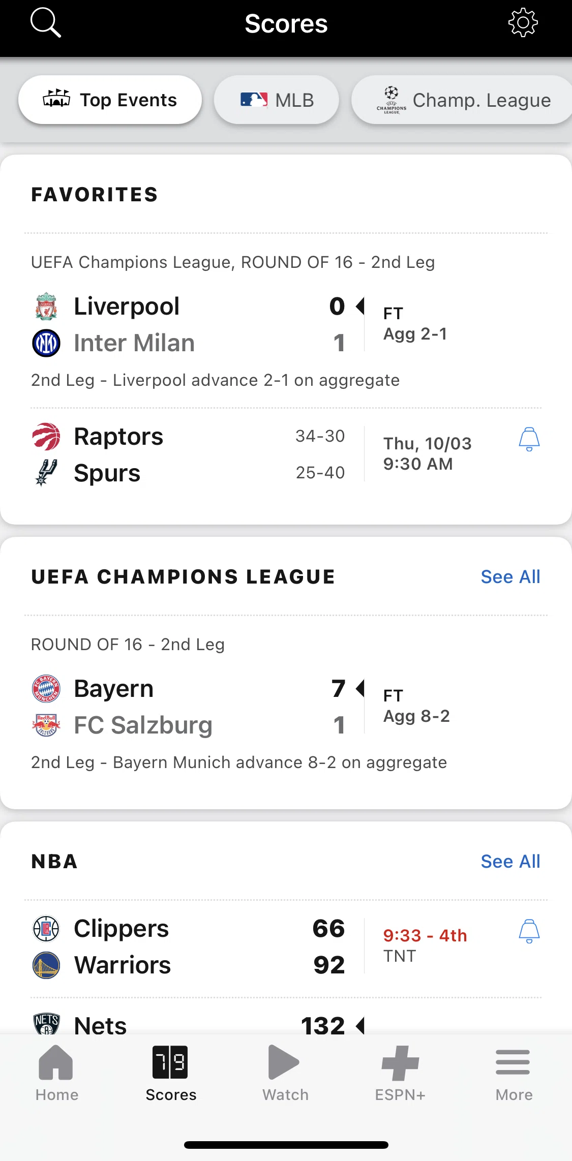 Espn Screen screen in the Score detail (soccer) flow