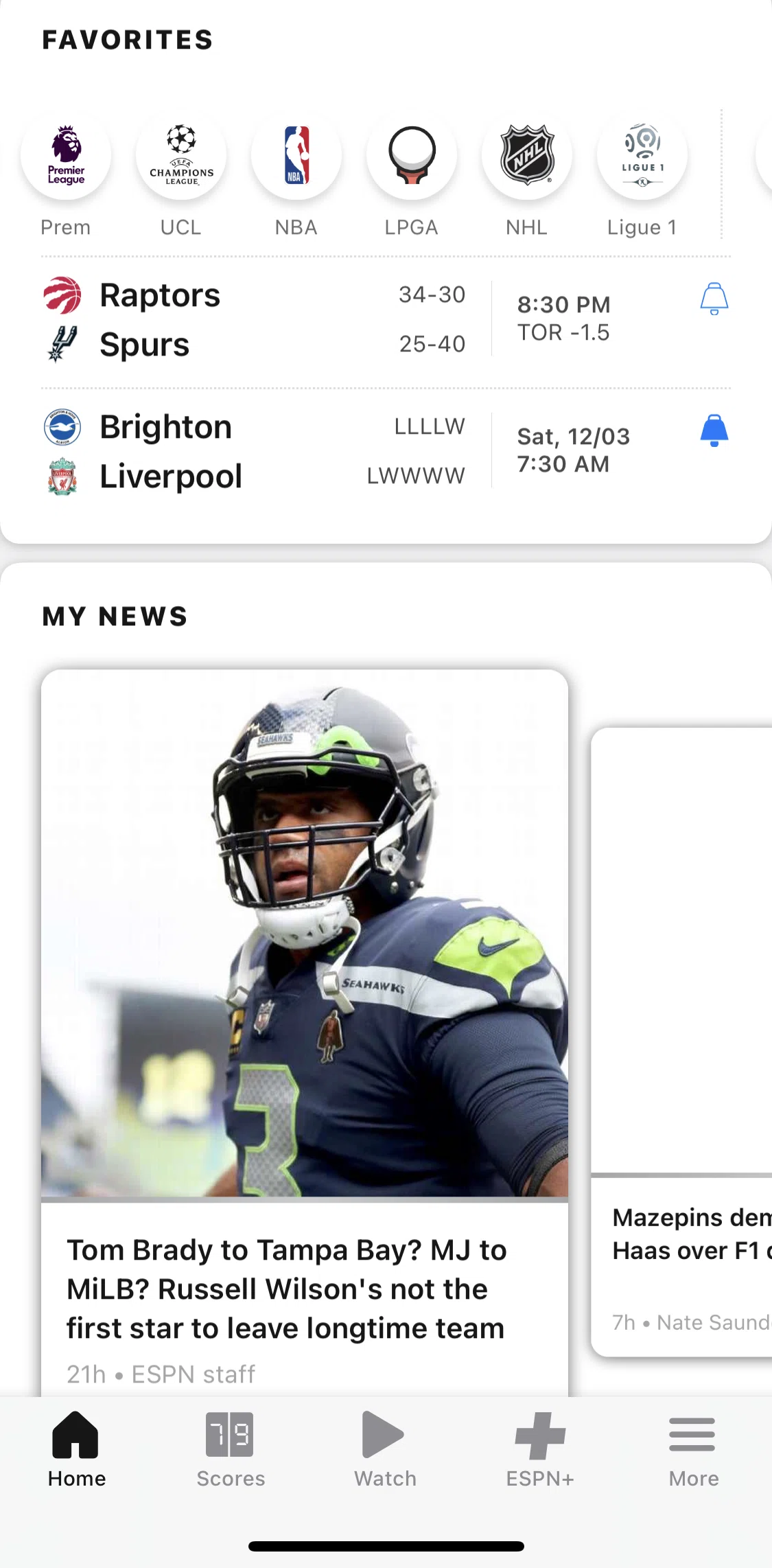 Espn Screen screen in the Setting a match alert flow