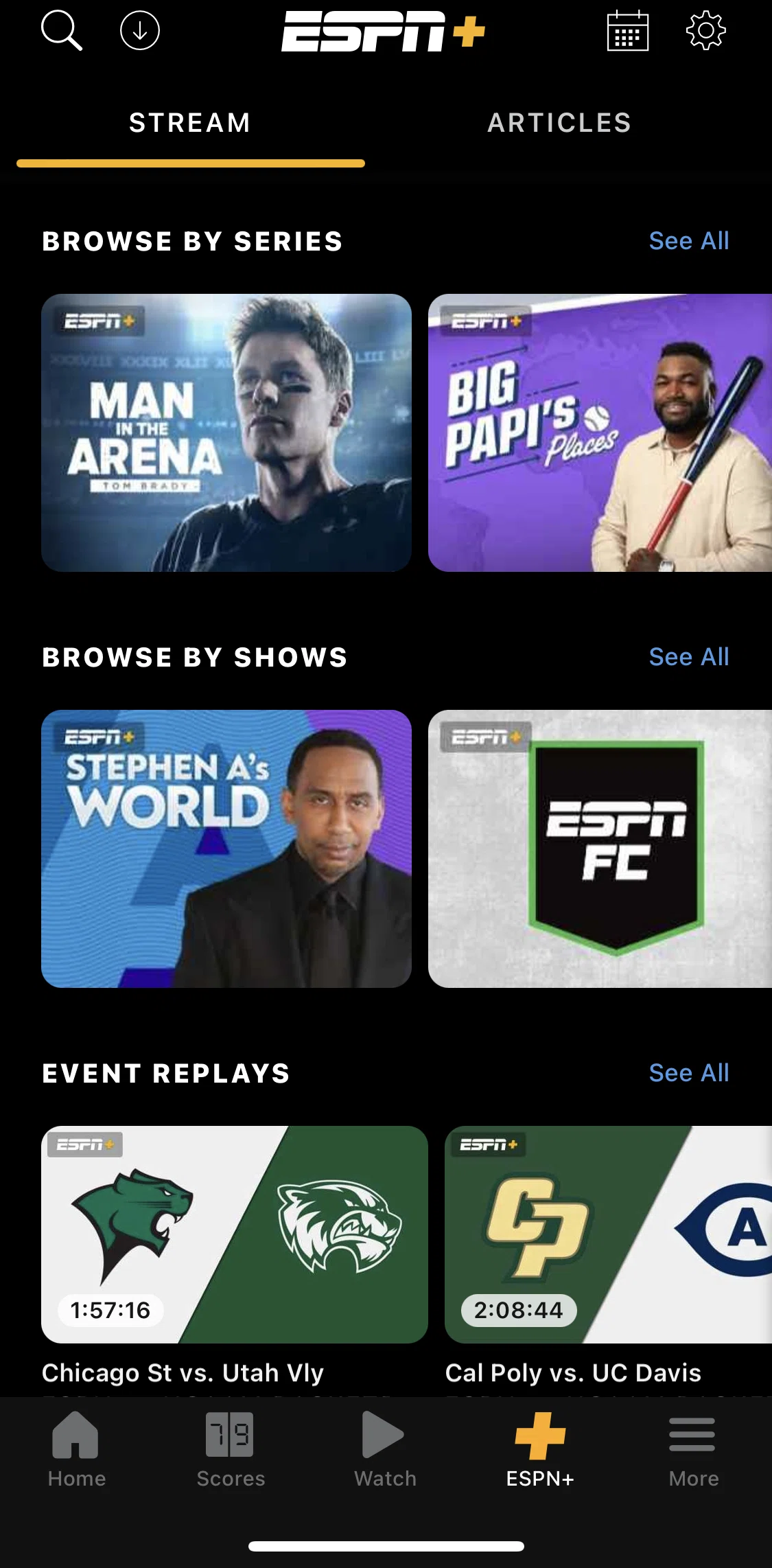 Espn Screen screen in the Show detail flow