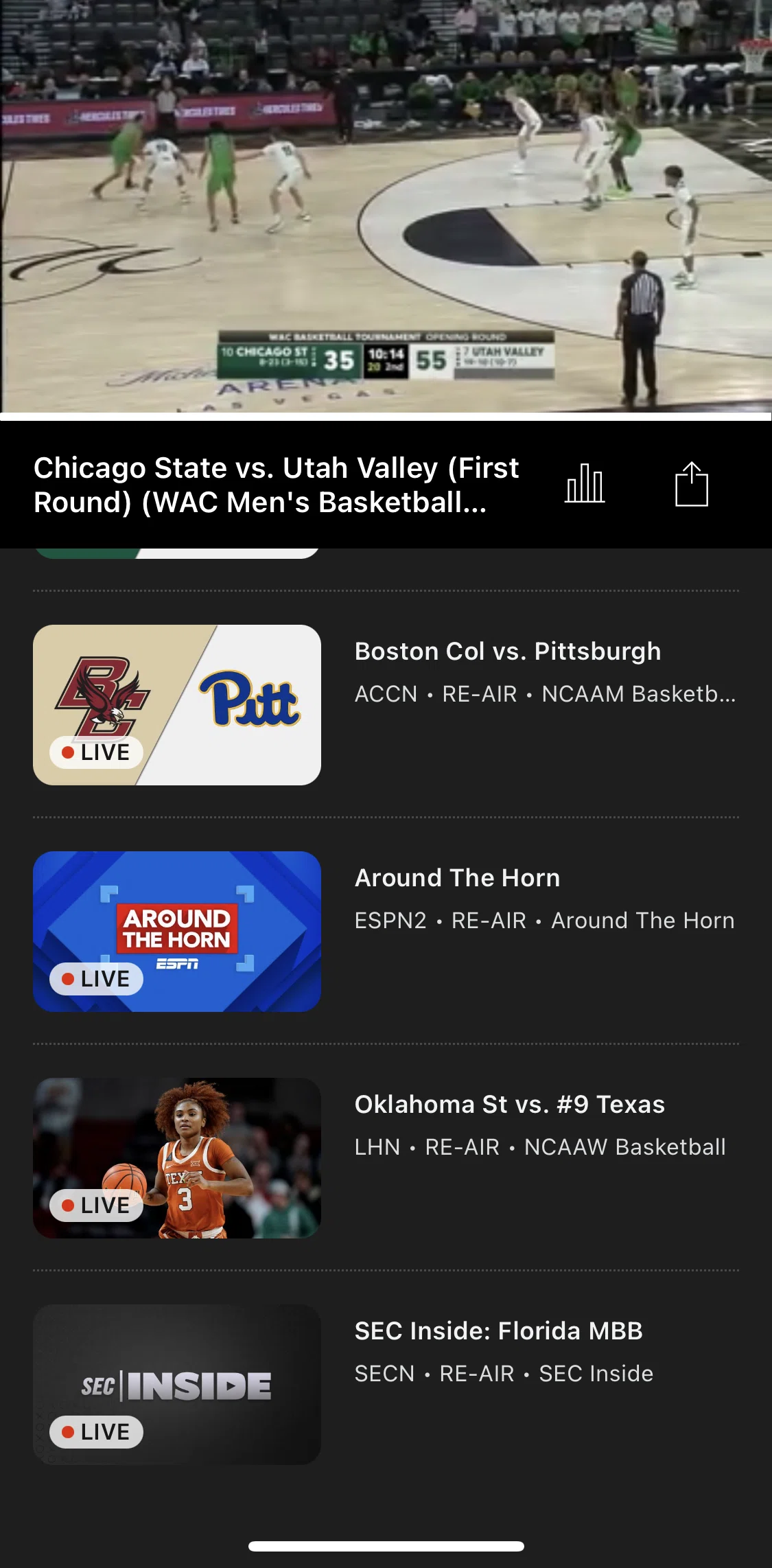 Espn Screen screen in the Stats flow