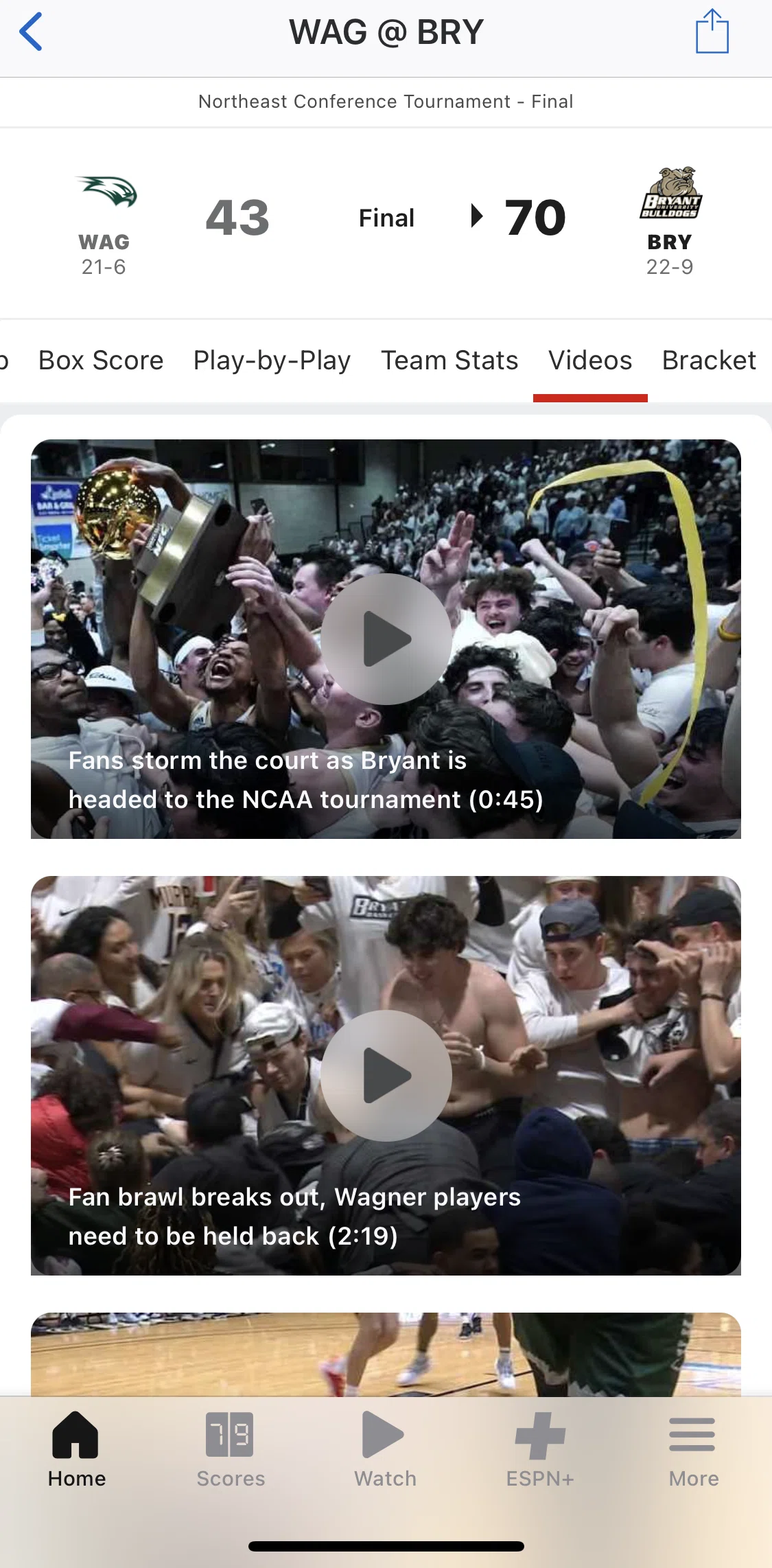 Espn Screen screen in the Video detail flow