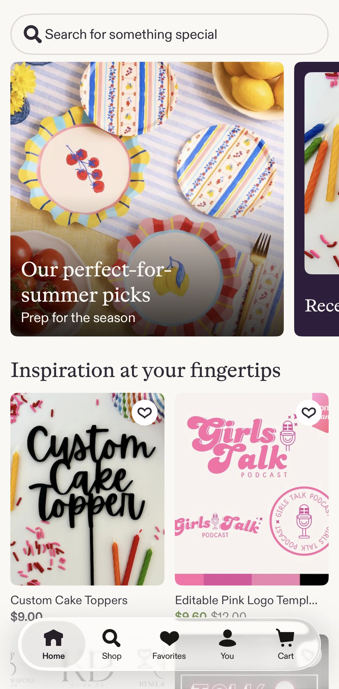 Etsy Screen screen in the Cart flow