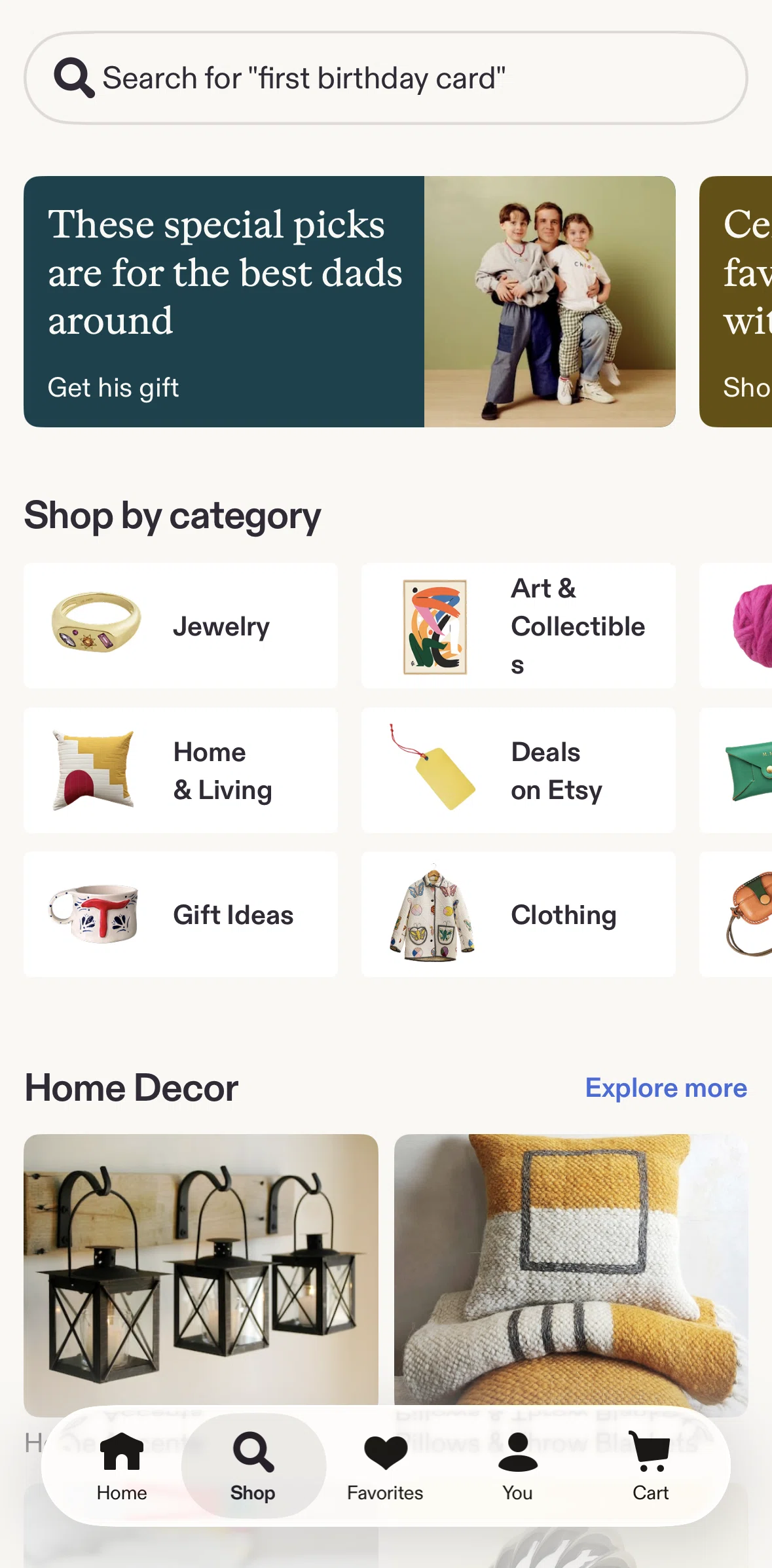 Etsy Screen screen in the Category detail flow