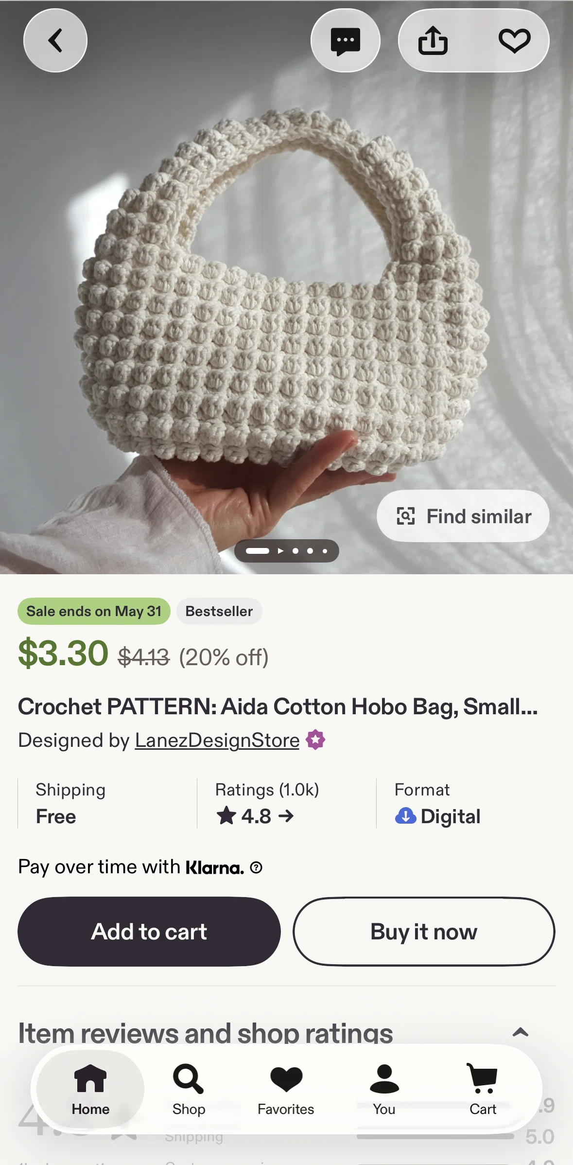Etsy Screen screen in the Chatting with seller flow