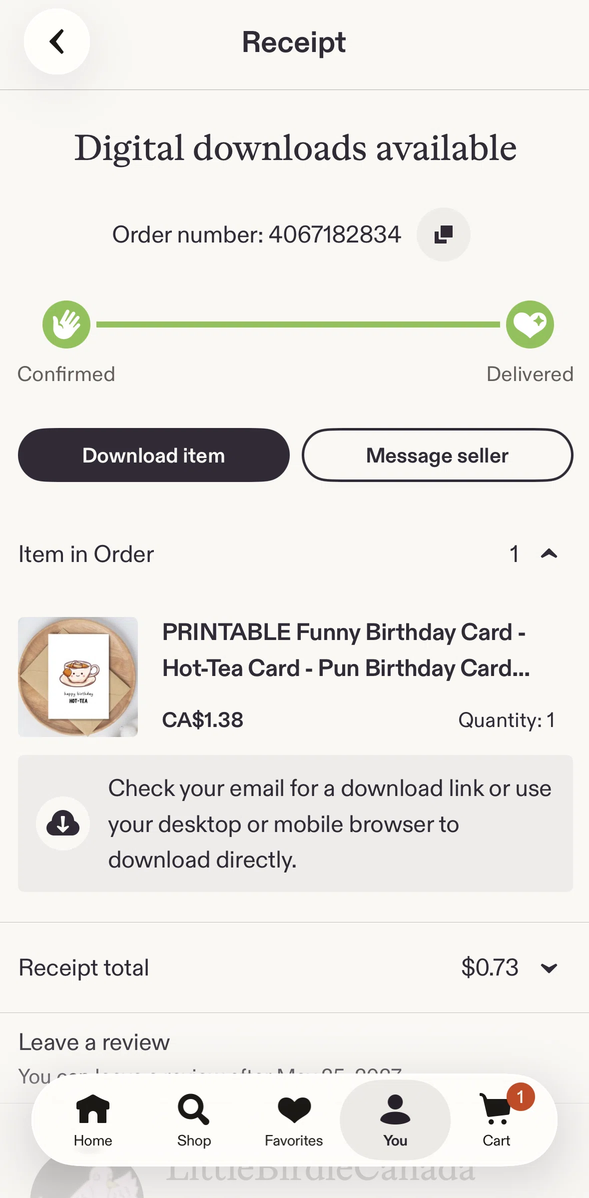 Etsy Screen screen in the Requesting a refund flow