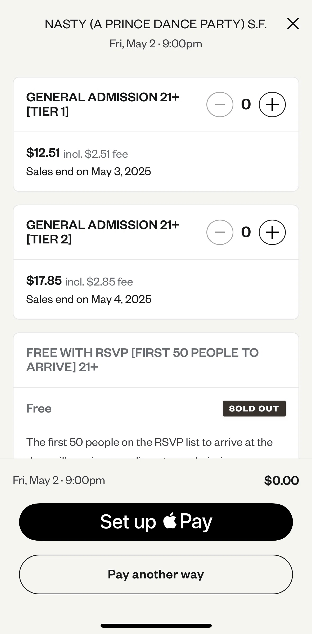 Eventbrite Screen screen in the Leaving checkout flow