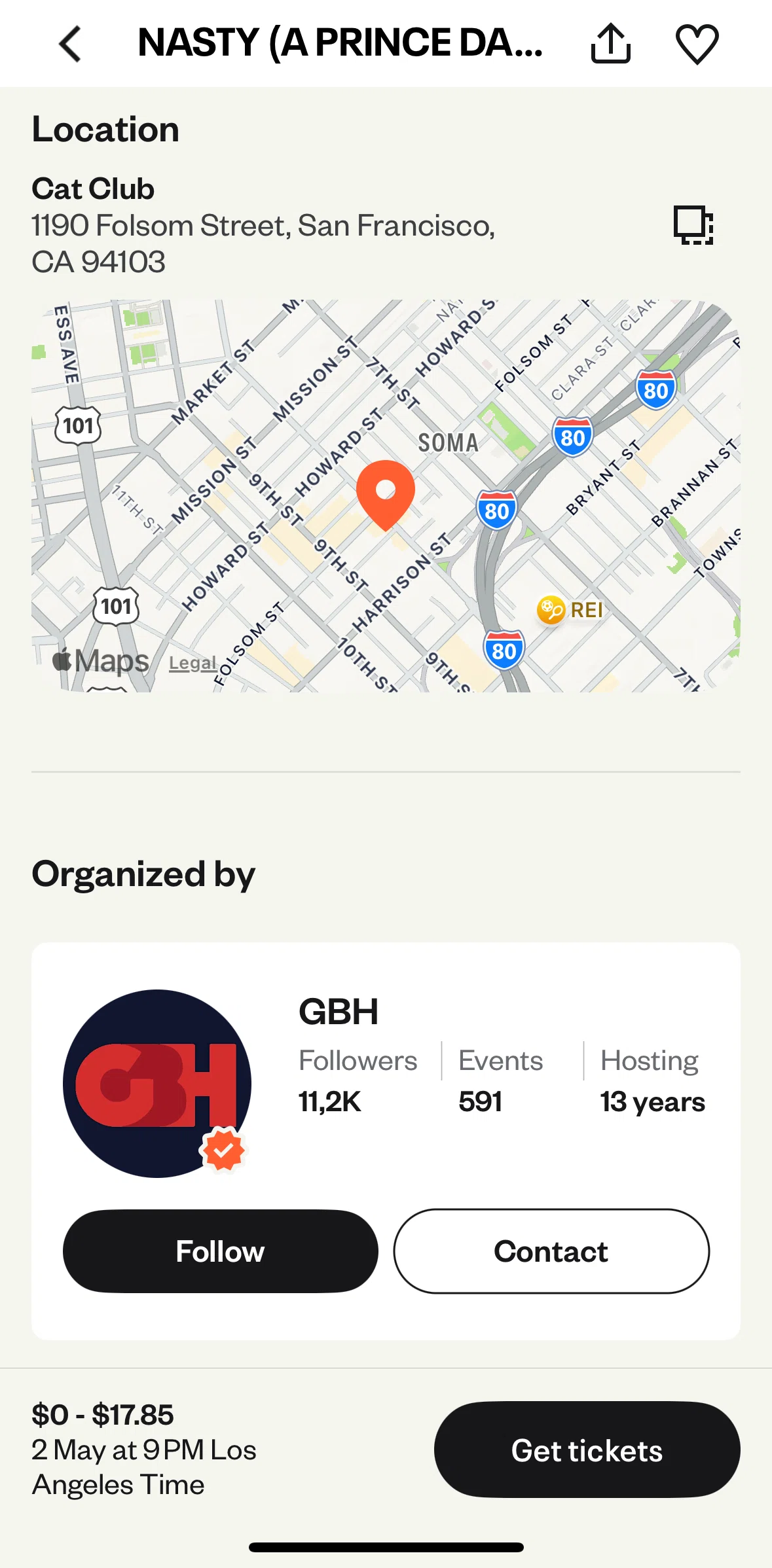Eventbrite Screen screen in the Organizer profile flow