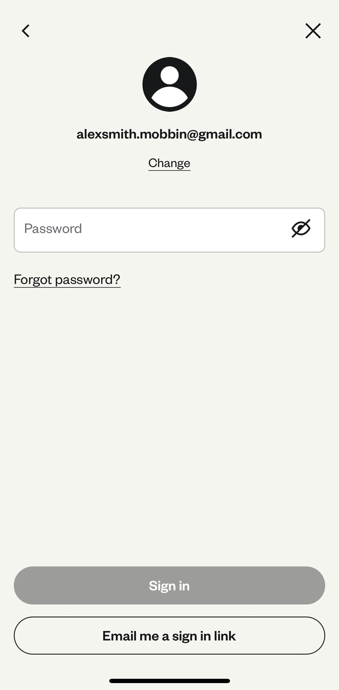 Eventbrite Screen screen in the Resetting password flow