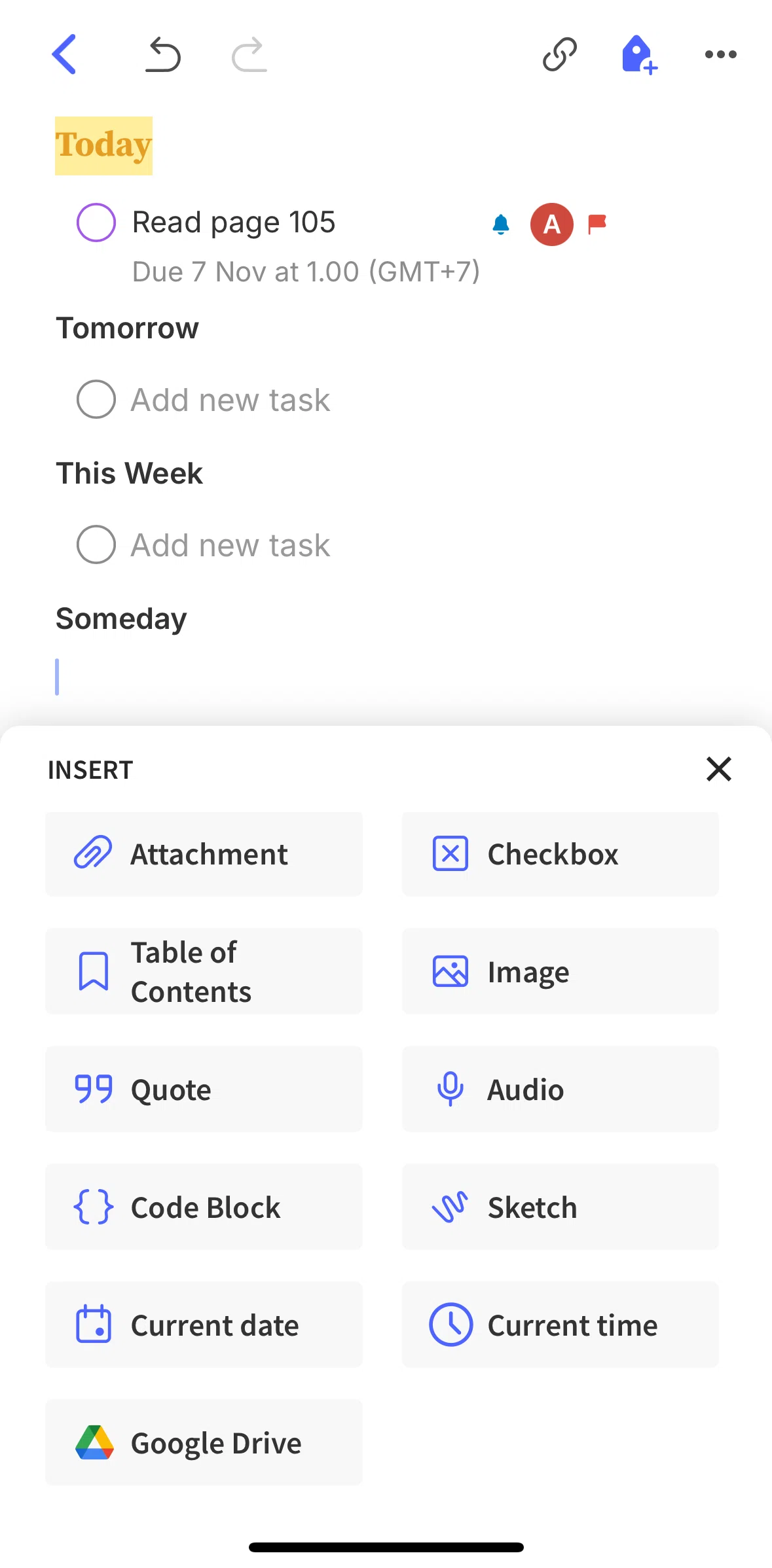 Evernote Screen screen in the Adding a code block flow