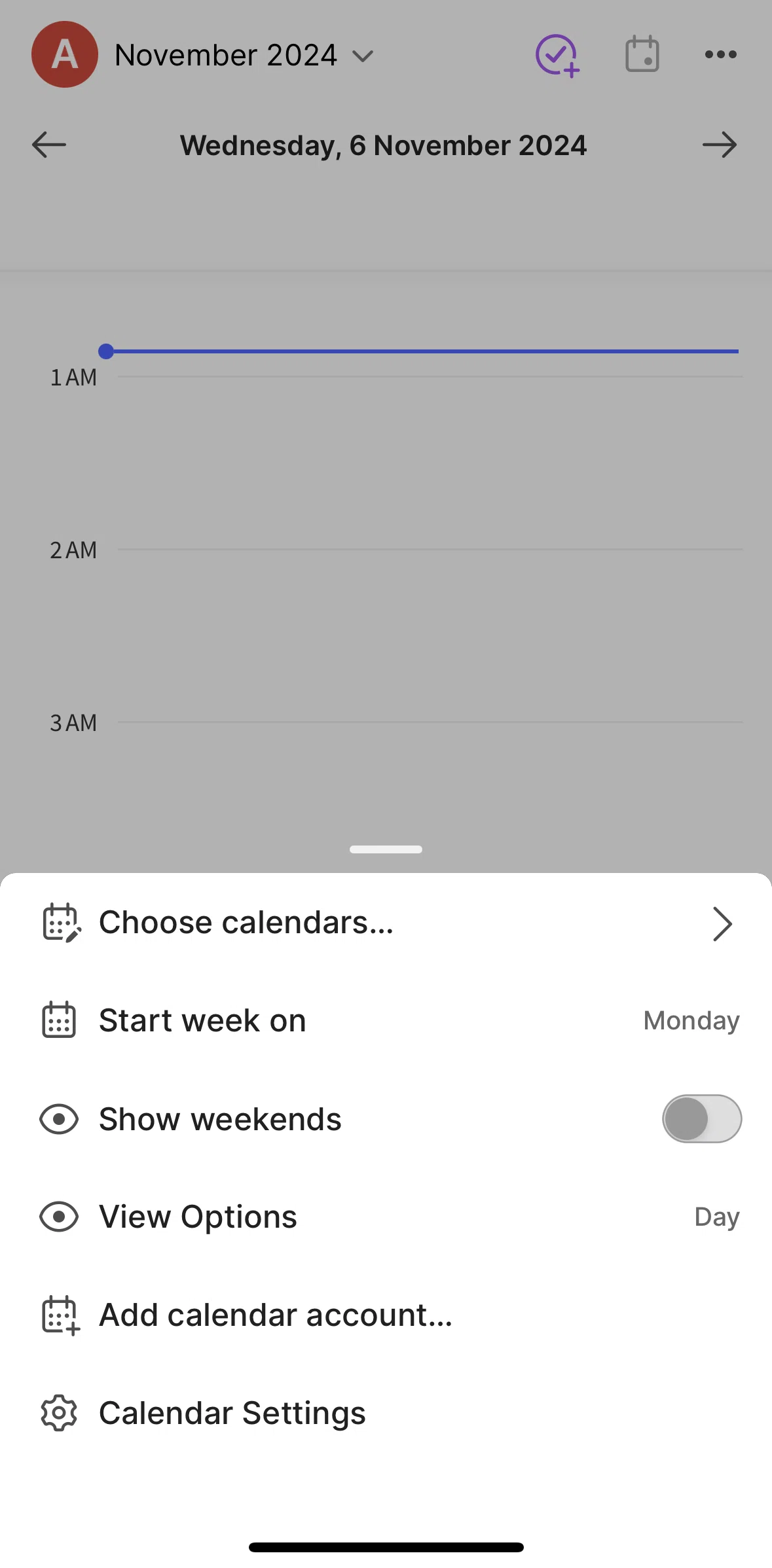 Evernote Screen screen in the Changing calendar view flow