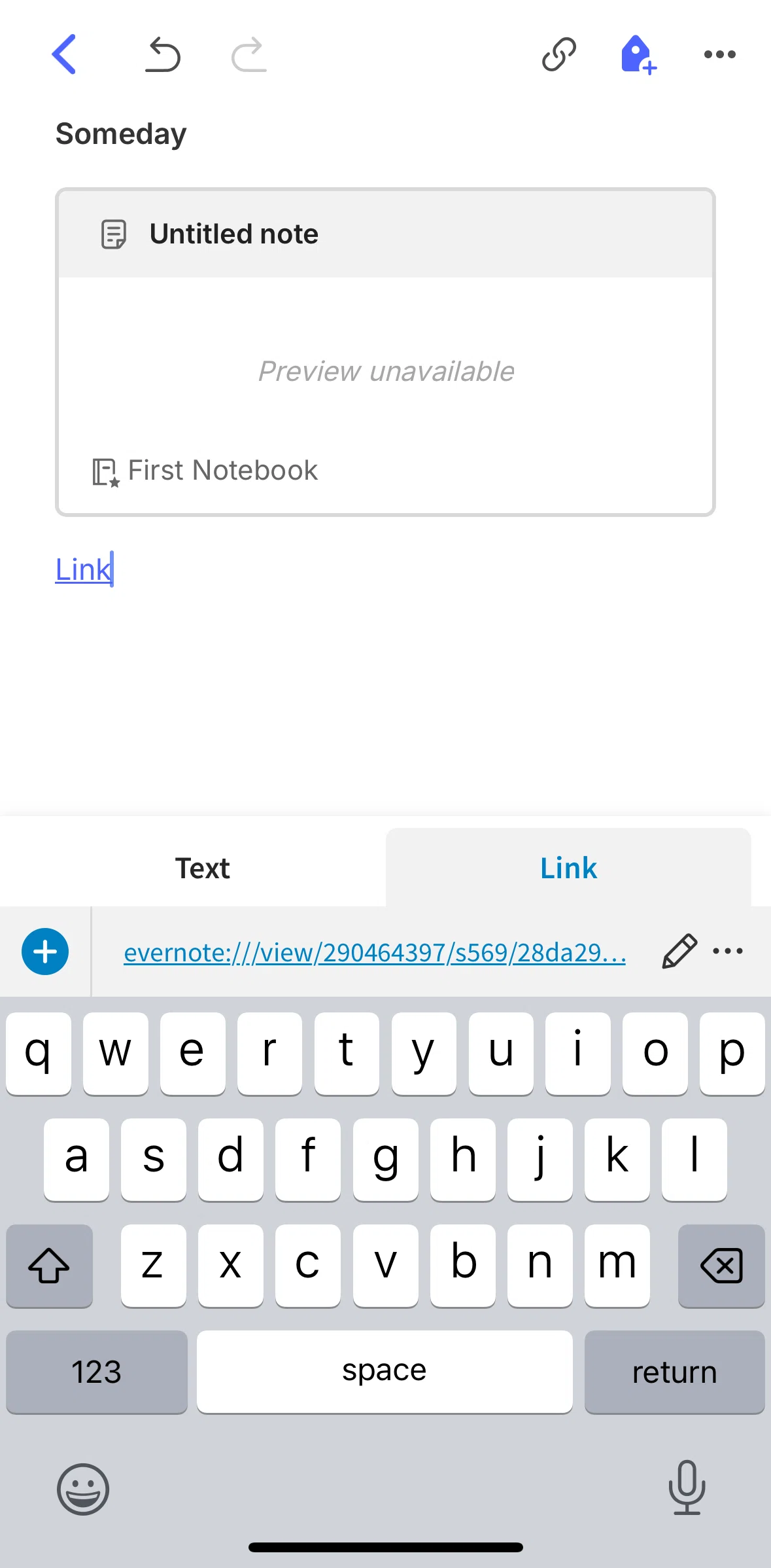 Evernote Screen screen in the Converting to preview flow
