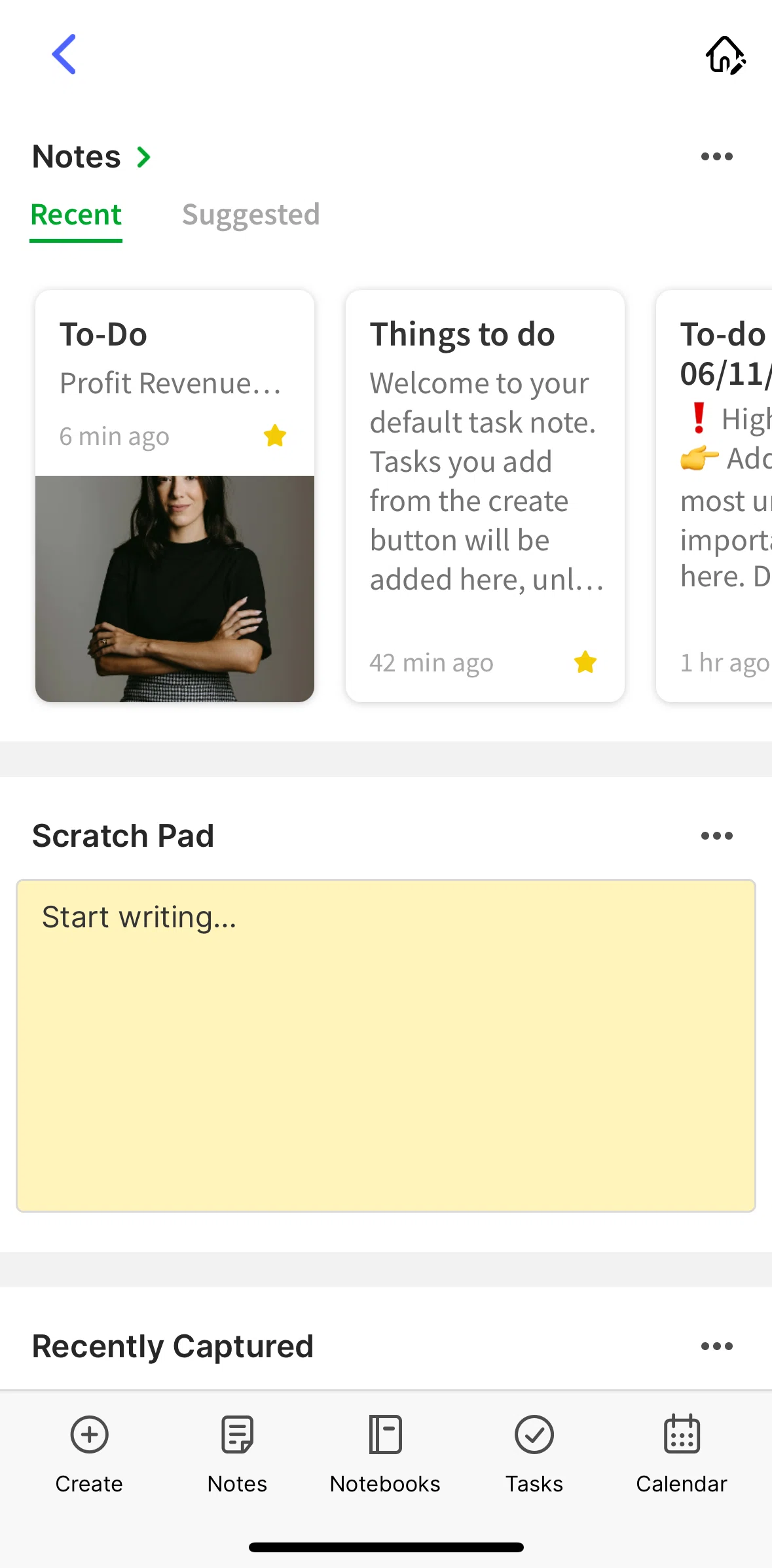 Evernote Screen screen in the Customizing widgets flow