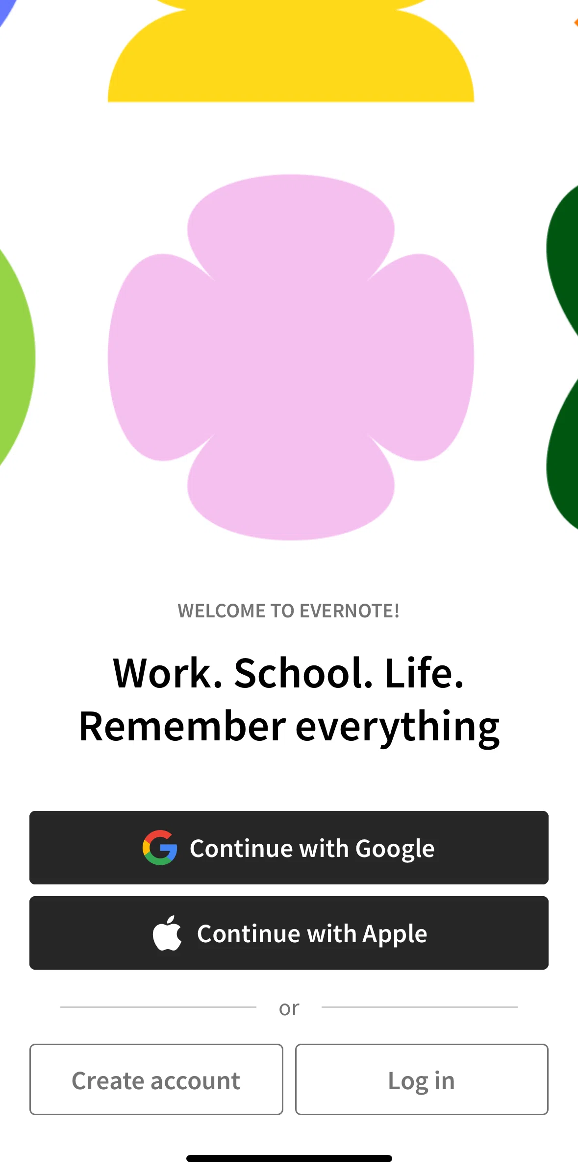 Evernote Screen screen in the Logging in flow