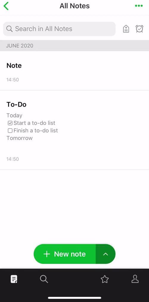 Evernote Notes screen in the Note Taking flow