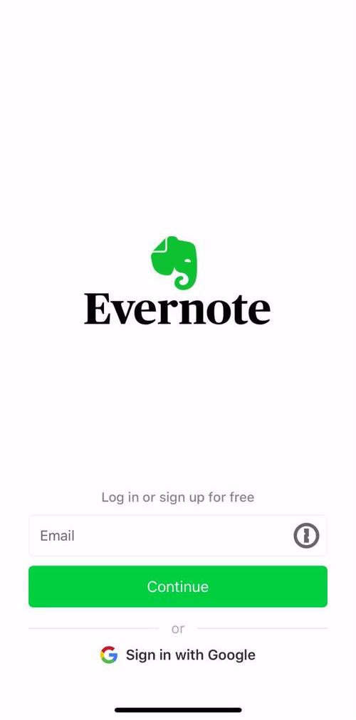 Evernote Start screen screen in the Onboarding flow