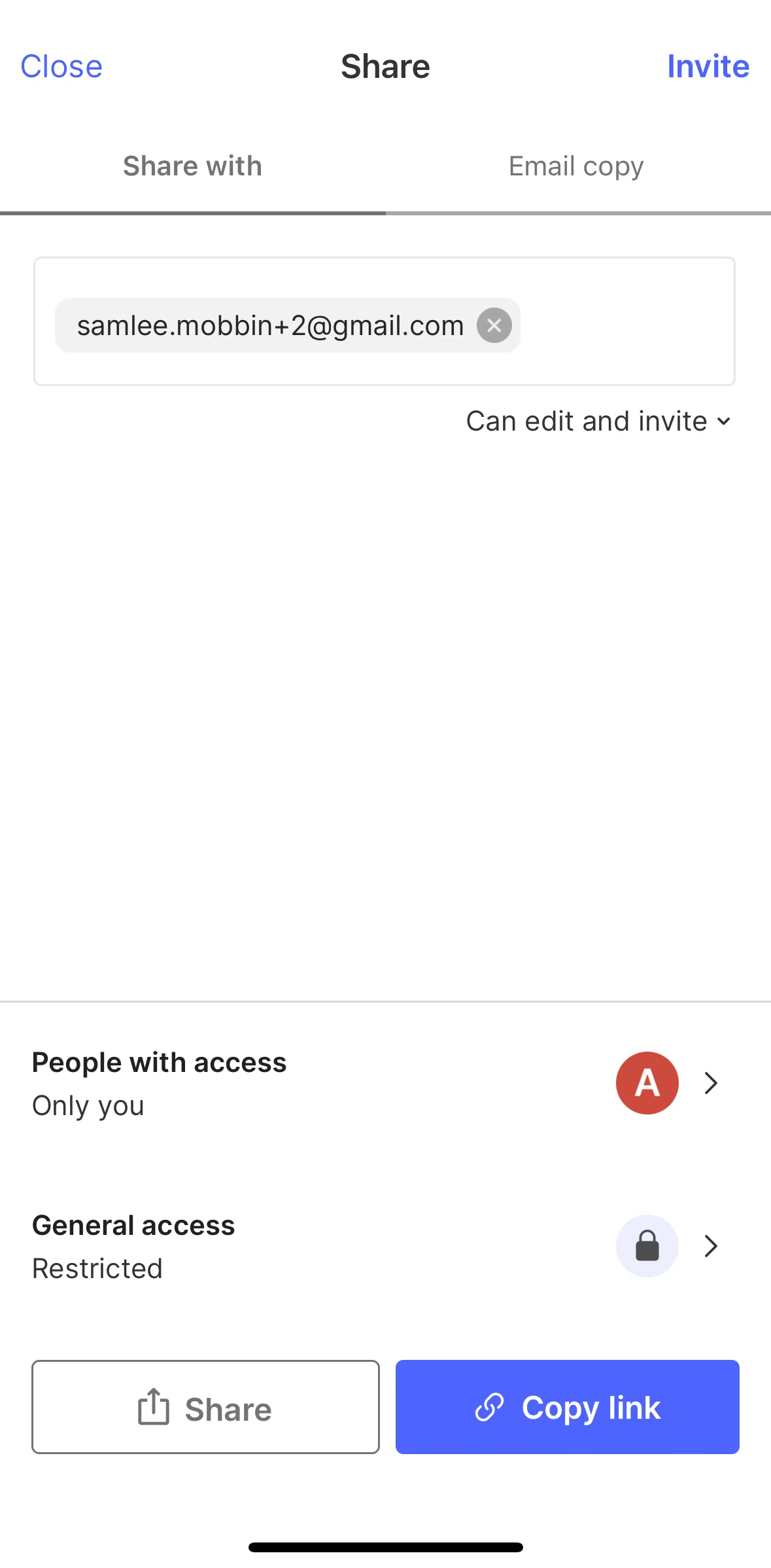 Evernote Screen screen in the People with access flow
