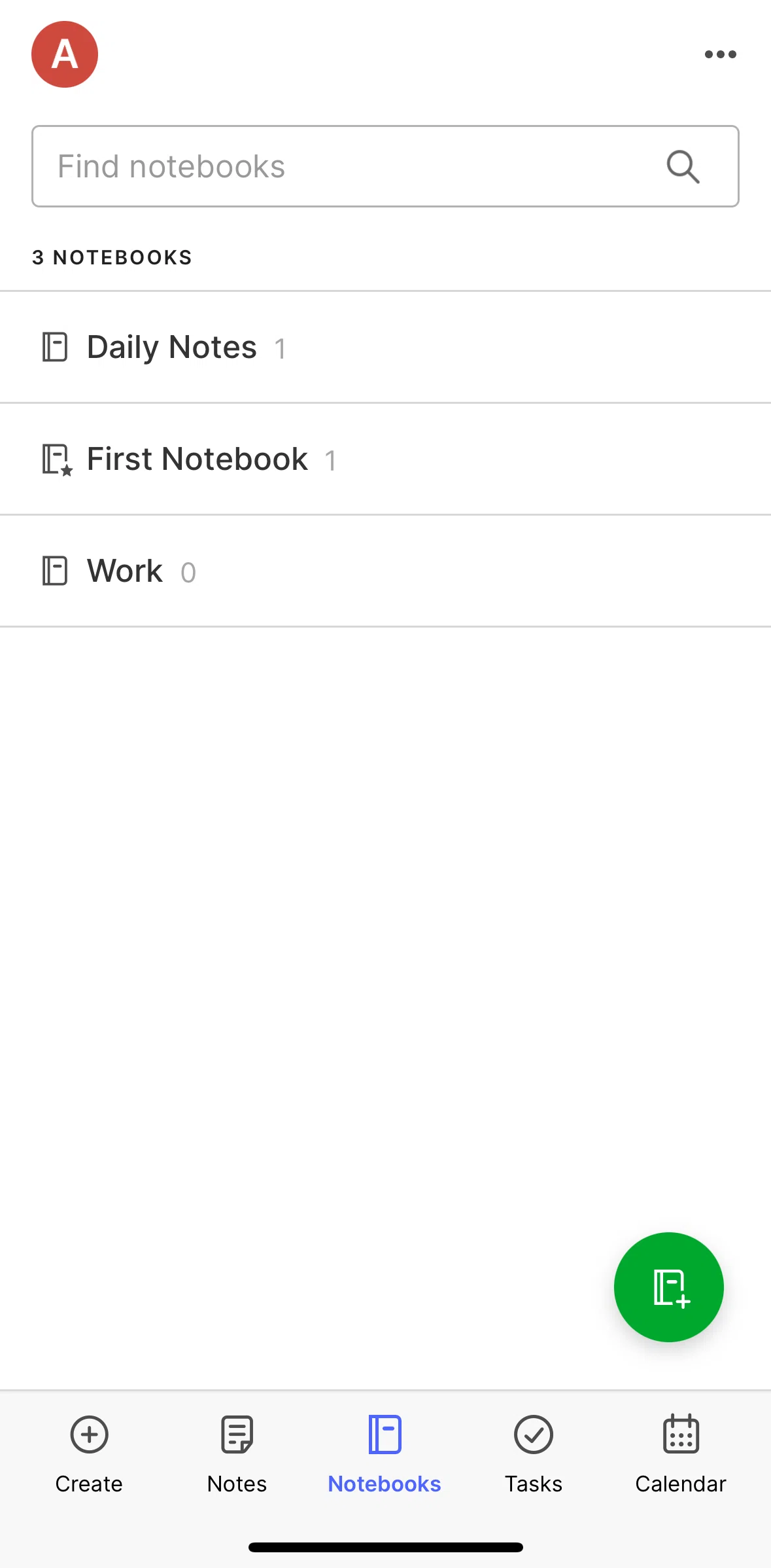Evernote Screen screen in the Searching a notebook flow