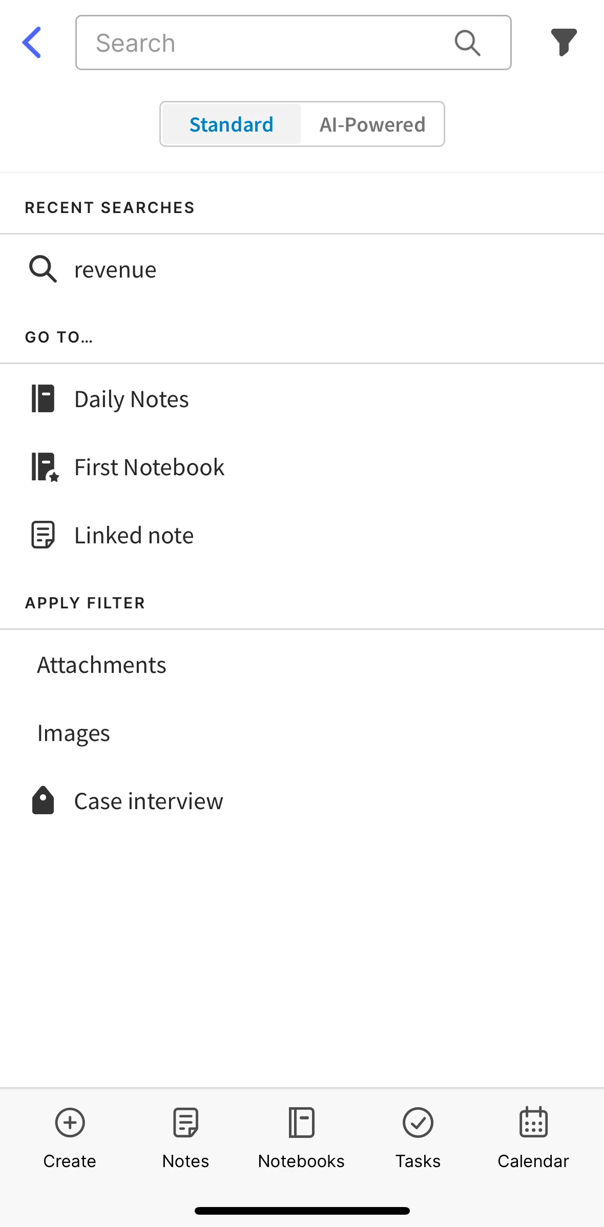 Evernote Screen screen in the Searching Evernote (standard) flow