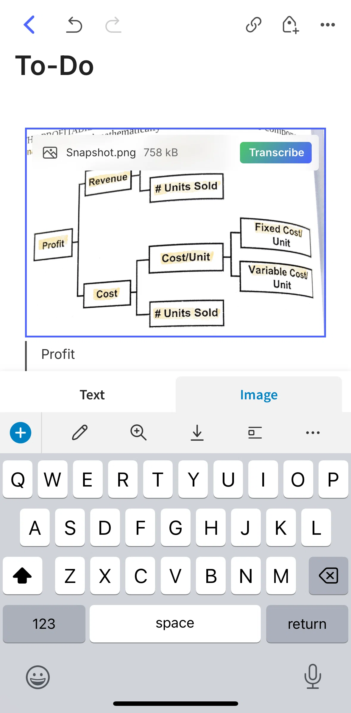Evernote Screen screen in the Switching image view flow