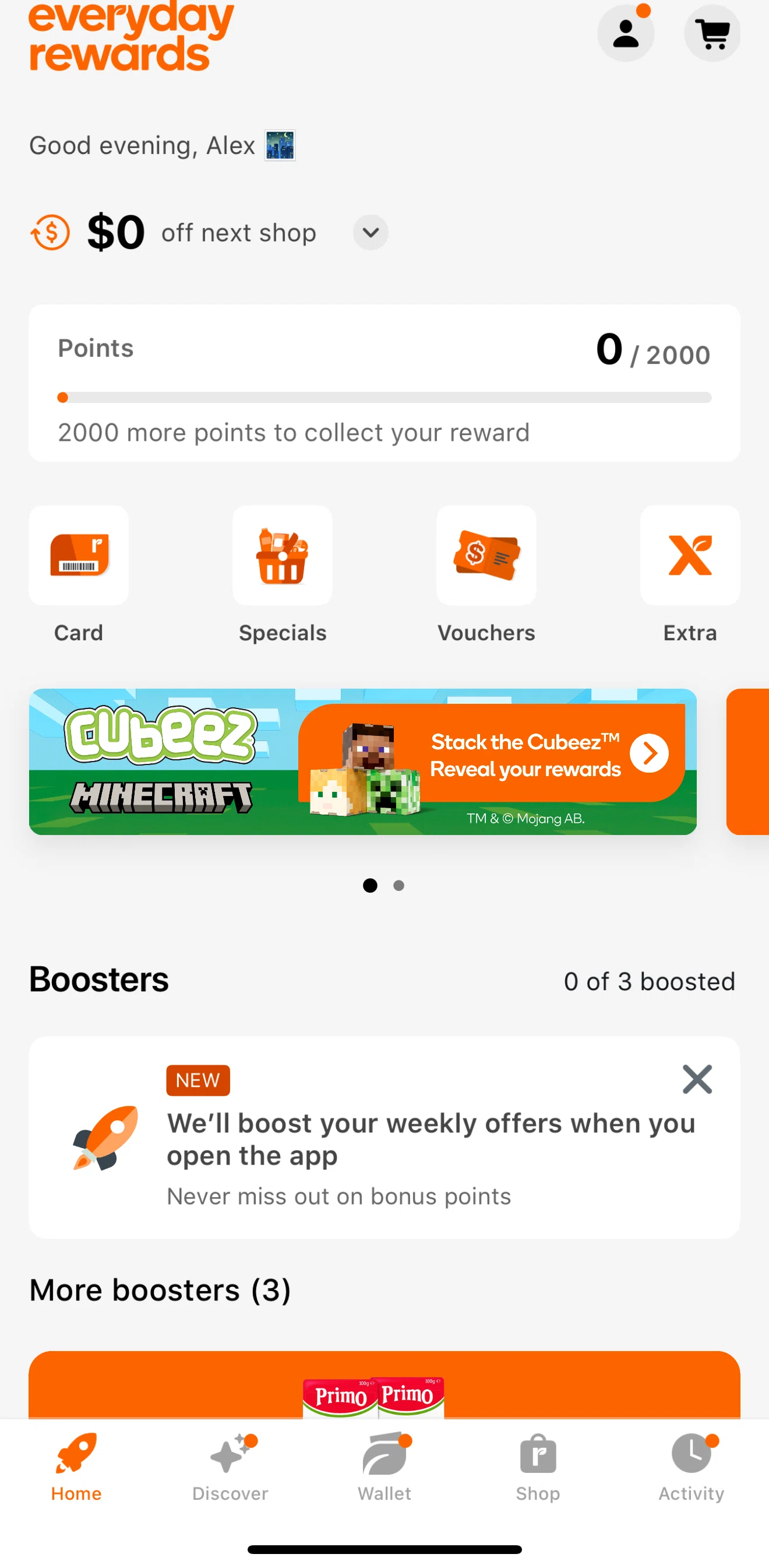Everyday Rewards Screen screen in the Activity flow