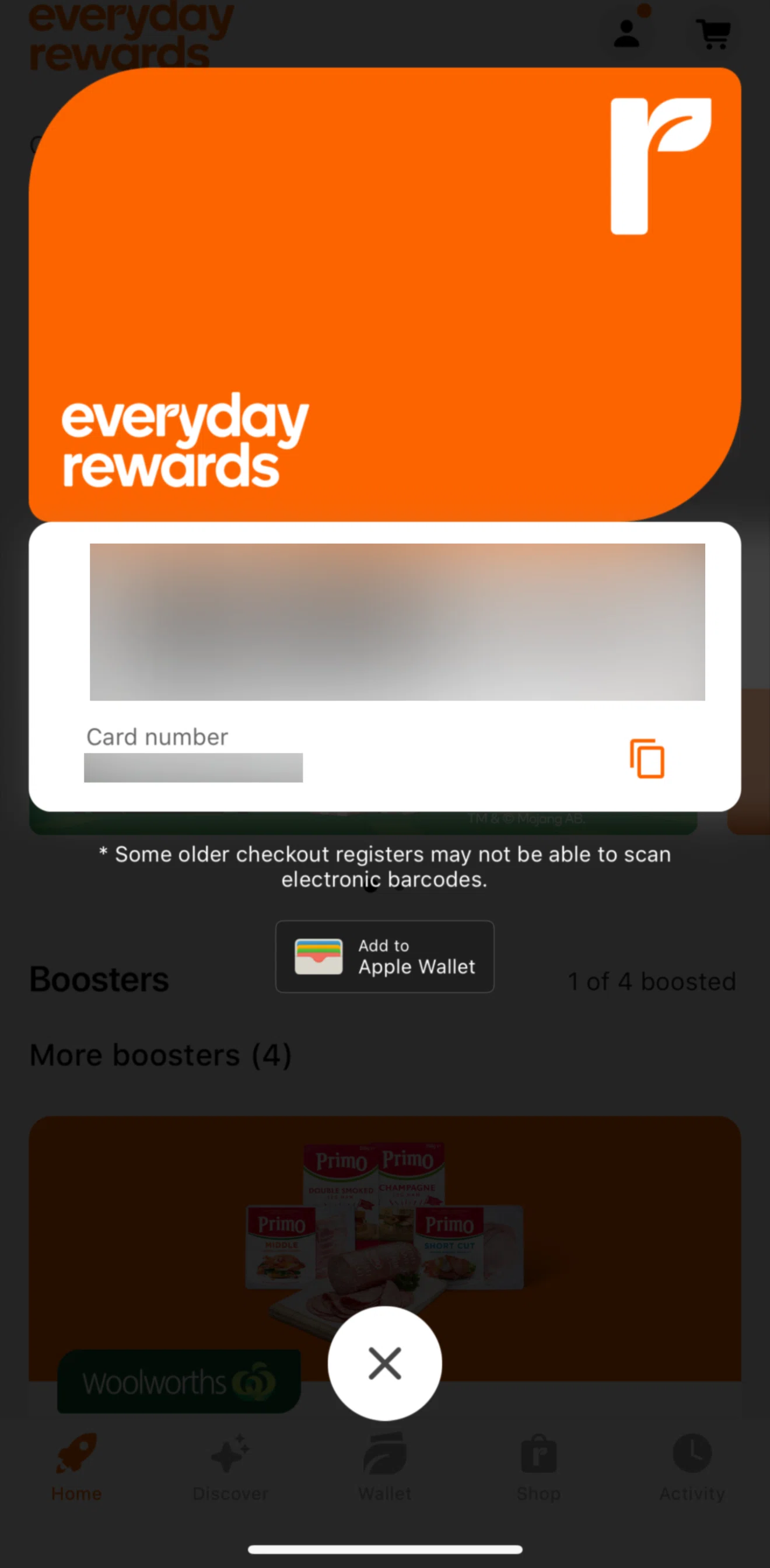 Everyday Rewards Screen screen in the Adding card to wallet flow