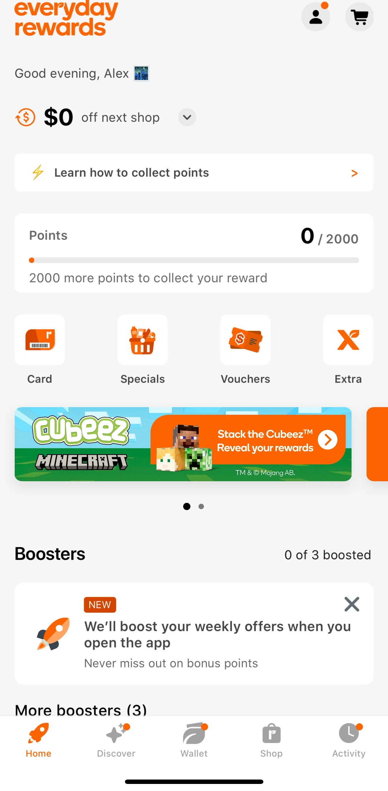 Everyday Rewards Screen screen in the Card flow