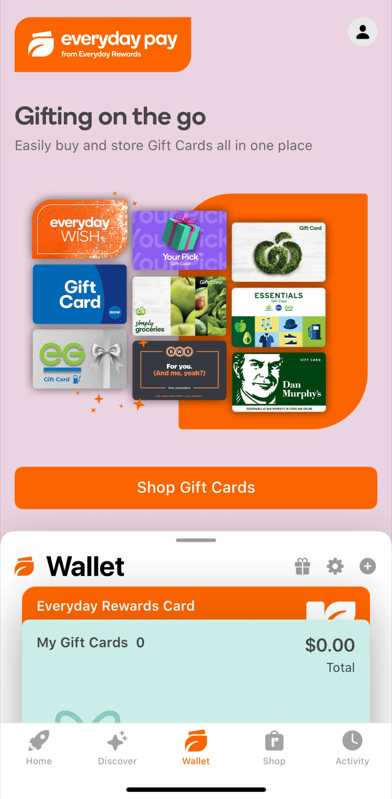 Everyday Rewards Screen screen in the Everyday gifting flow