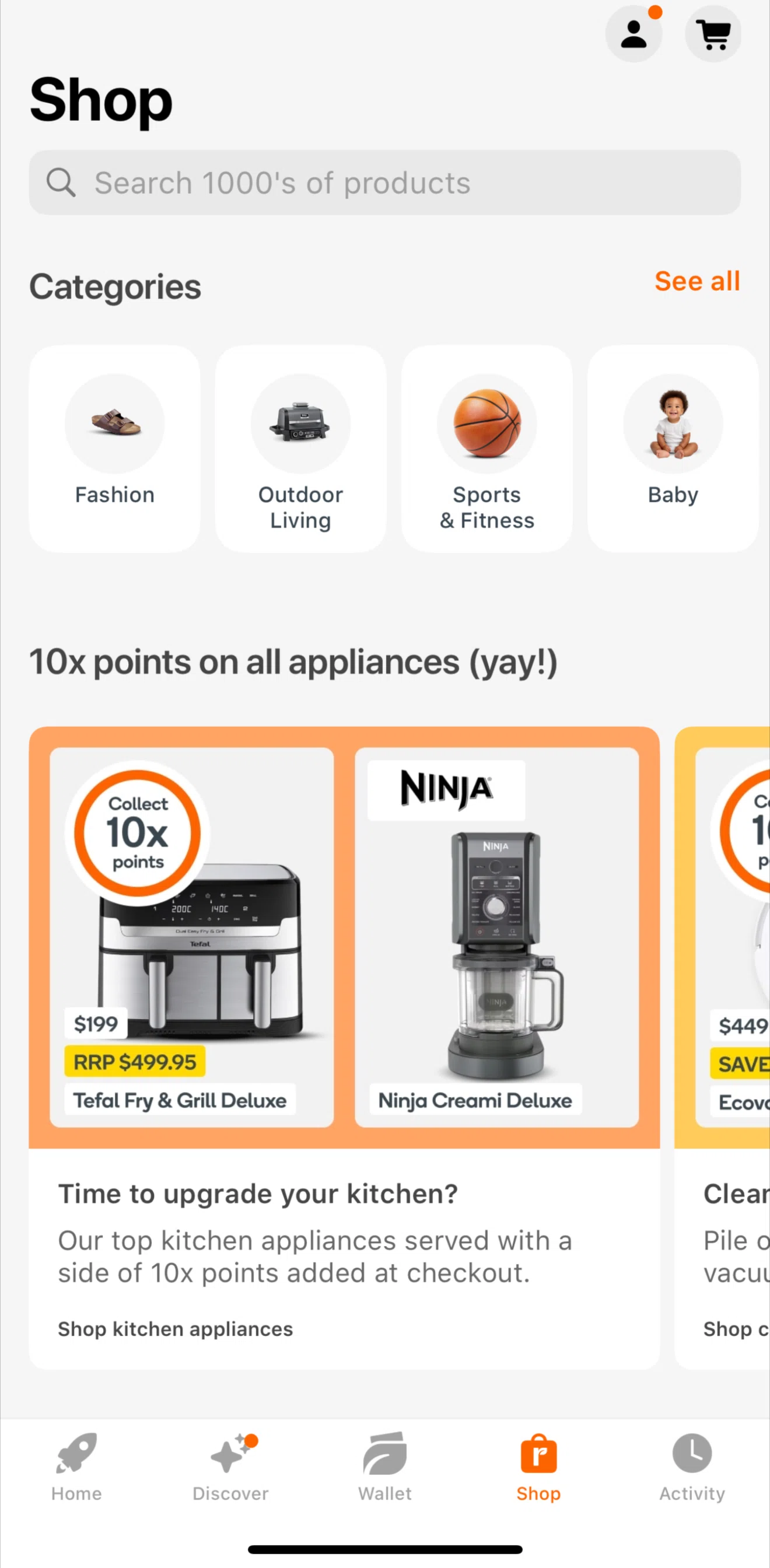 Everyday Rewards Screen screen in the Explore categories flow