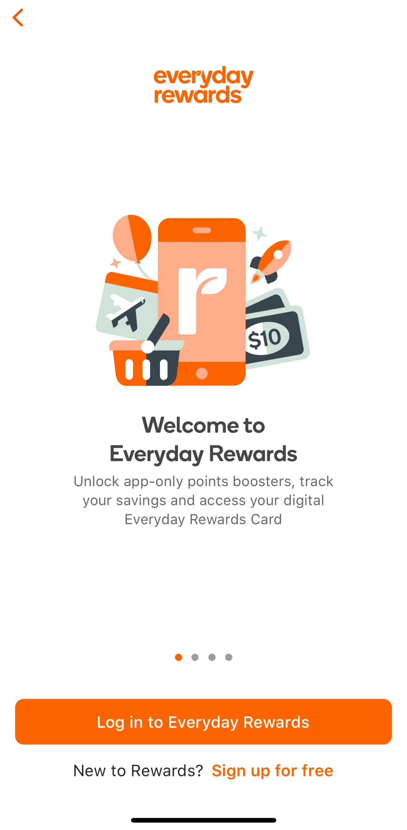 Everyday Rewards Screen screen in the Logging in flow