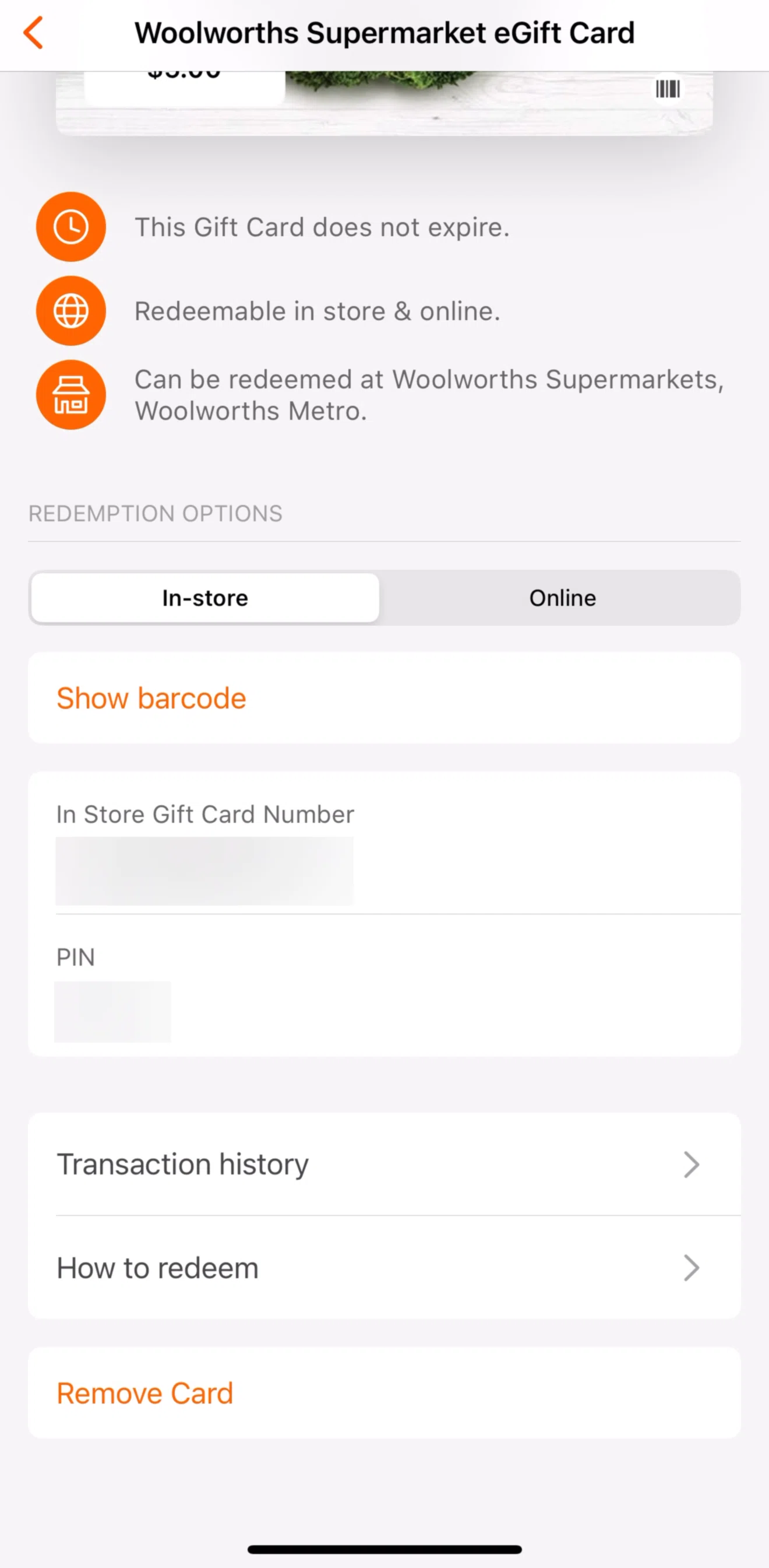 Everyday Rewards Screen screen in the Show barcode flow