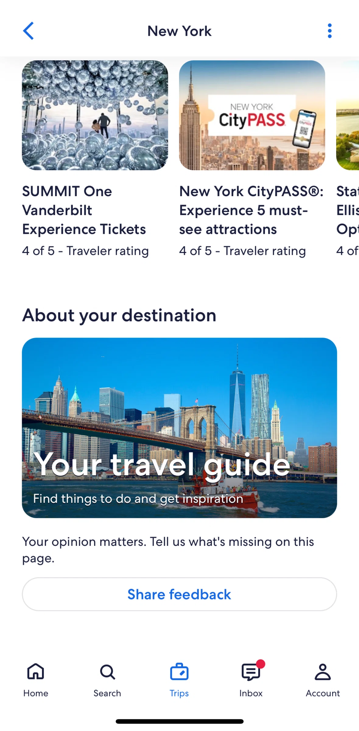 Expedia Screen screen in the Article detail flow