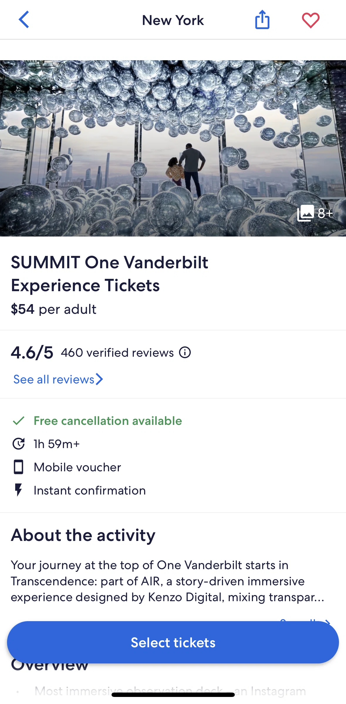 Expedia Screen screen in the Booking an activity flow