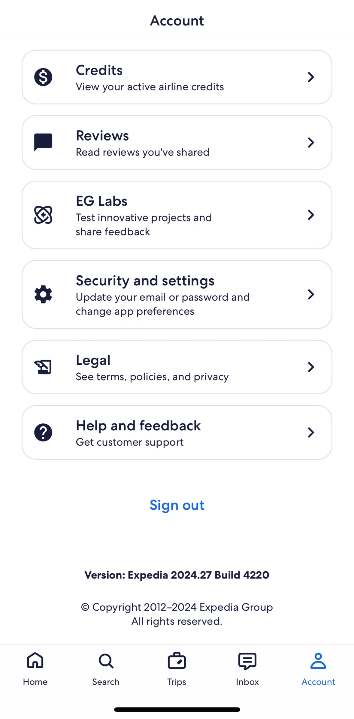 Expedia Screen screen in the Chatting with virtual agent flow