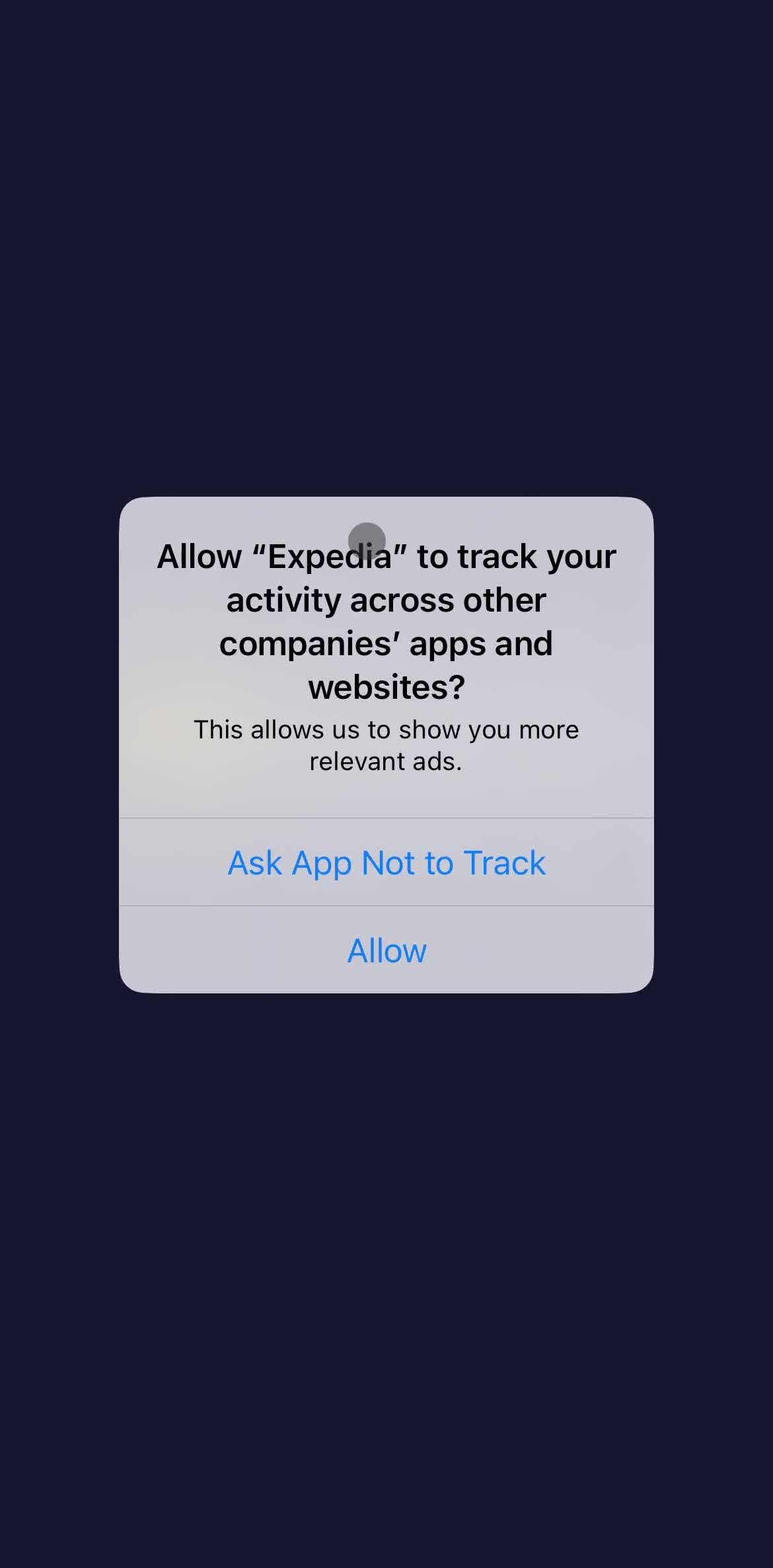 Expedia Enable tracking screen in the Onboarding flow