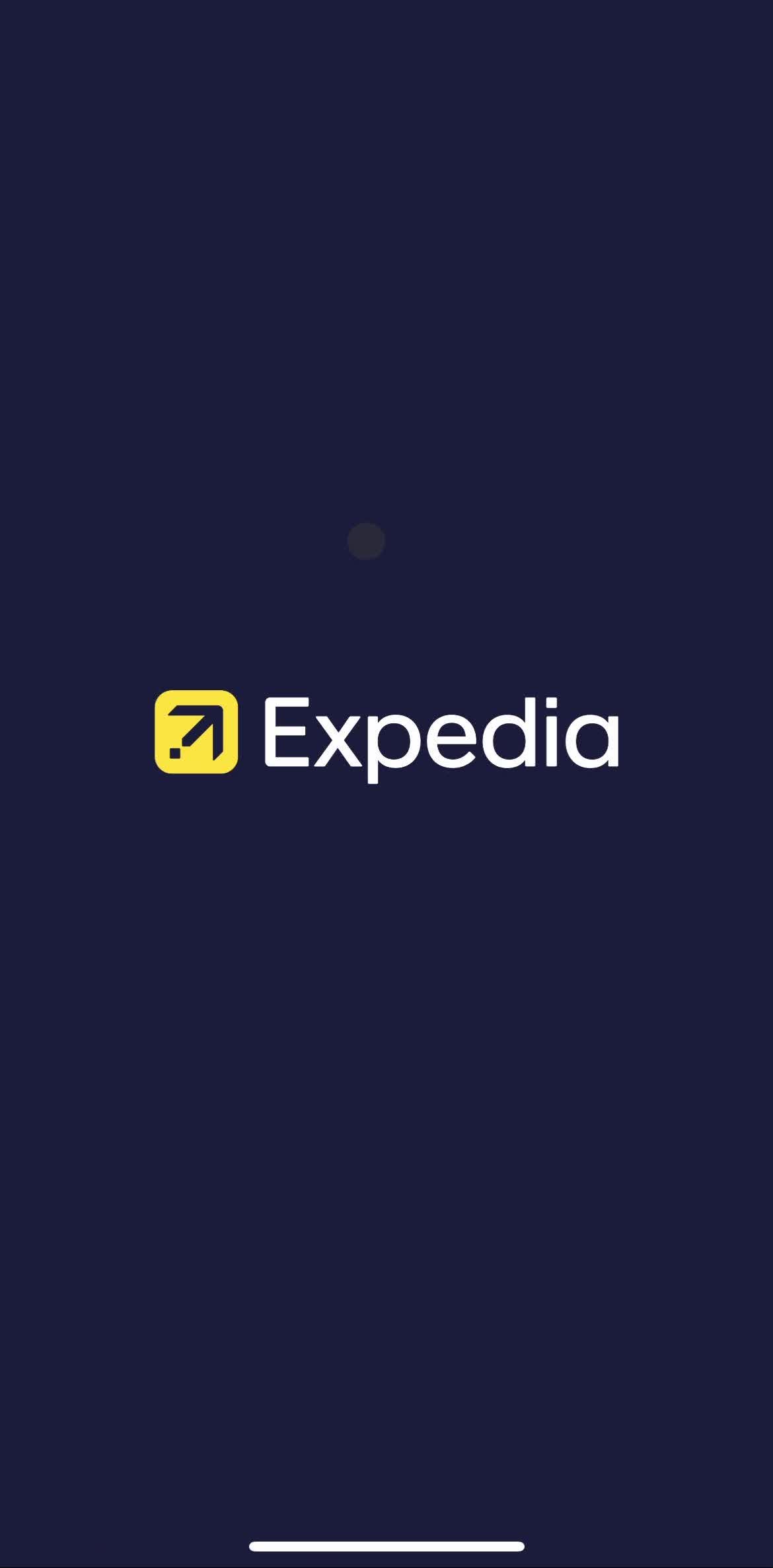 Expedia Splash screen screen in the Onboarding flow