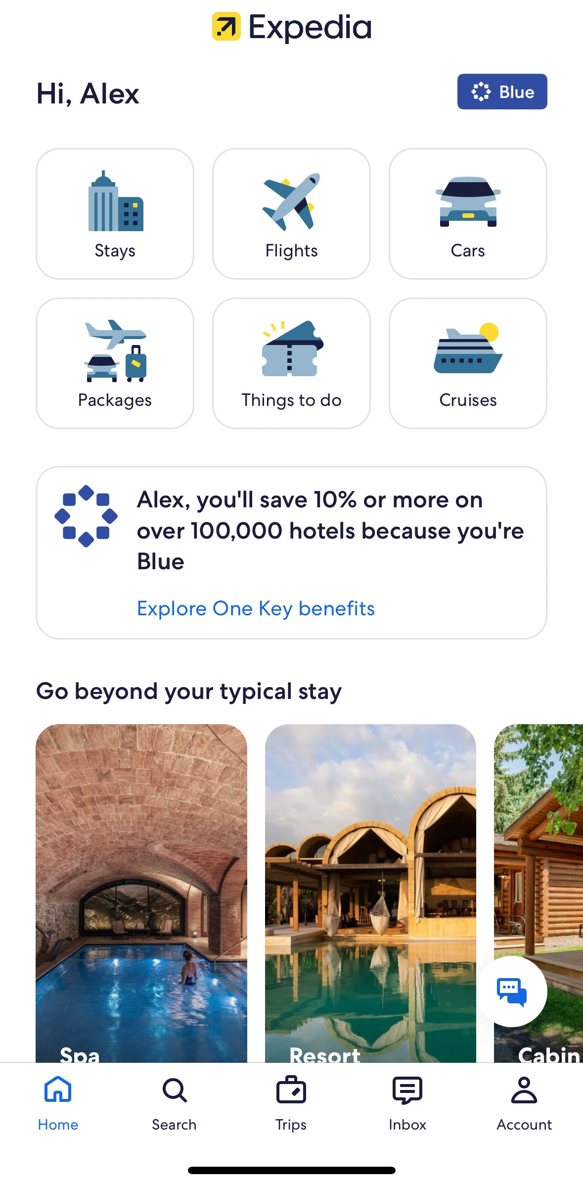 Expedia Screen screen in the Searching for a stay flow