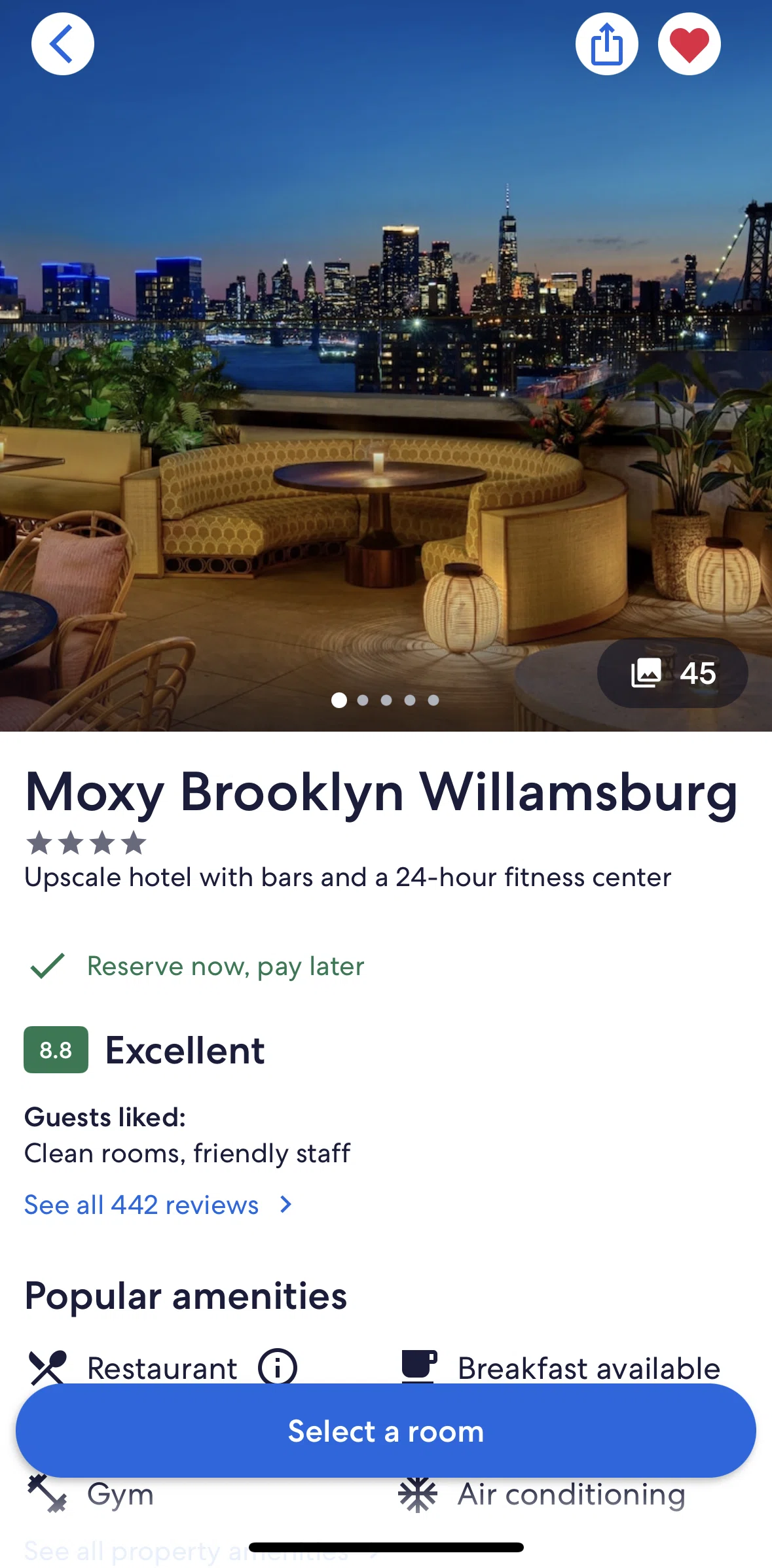 Expedia Screen screen in the Sharing hotel detail flow