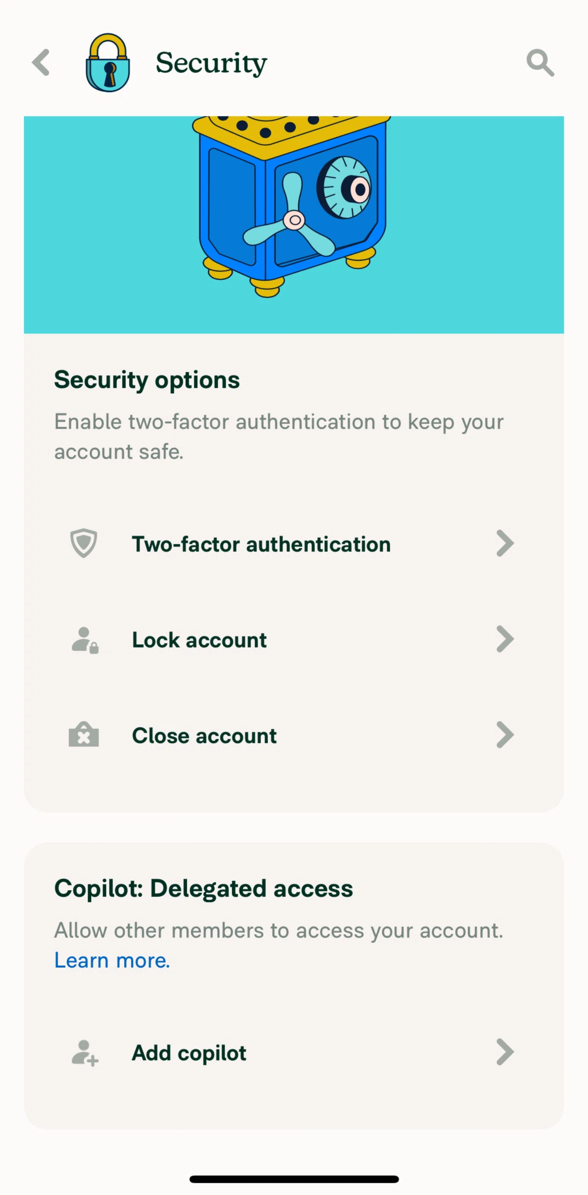 Expensify Screen screen in the Adding a copilot flow