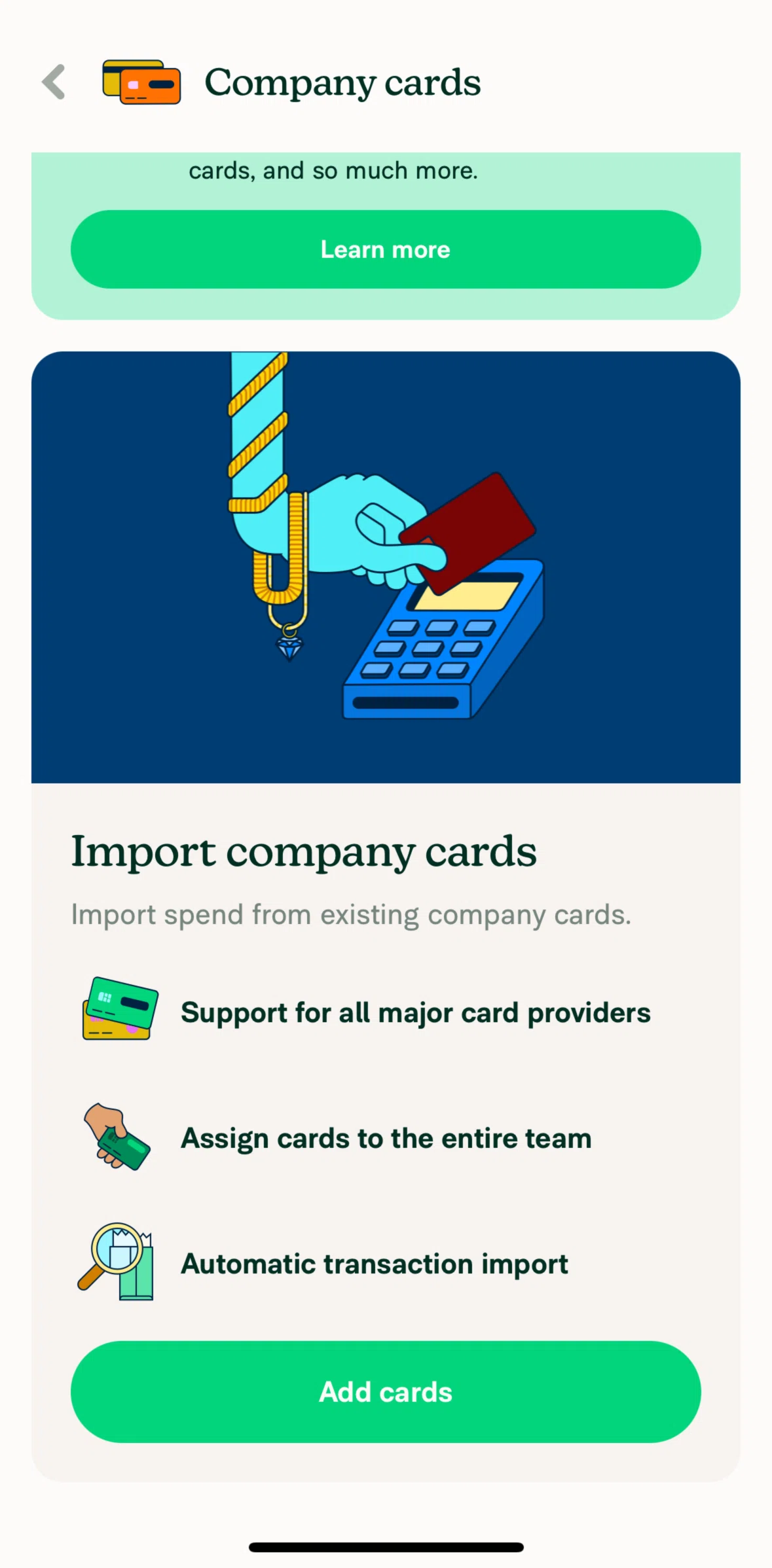 Expensify Screen screen in the Adding a new card flow
