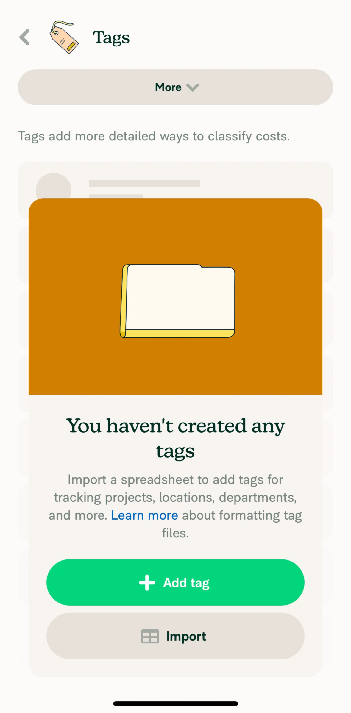 Expensify Screen screen in the Adding a new tag flow