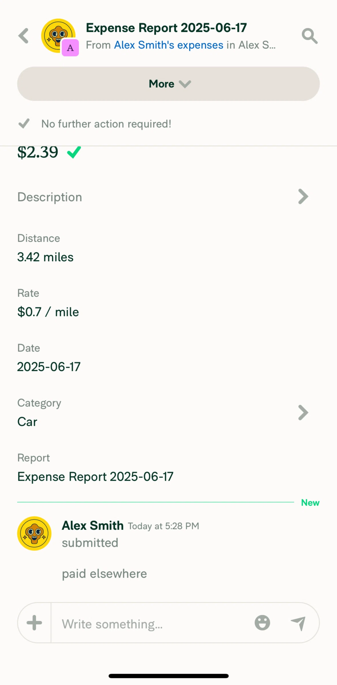 Expensify Screen screen in the Canceling a payment flow