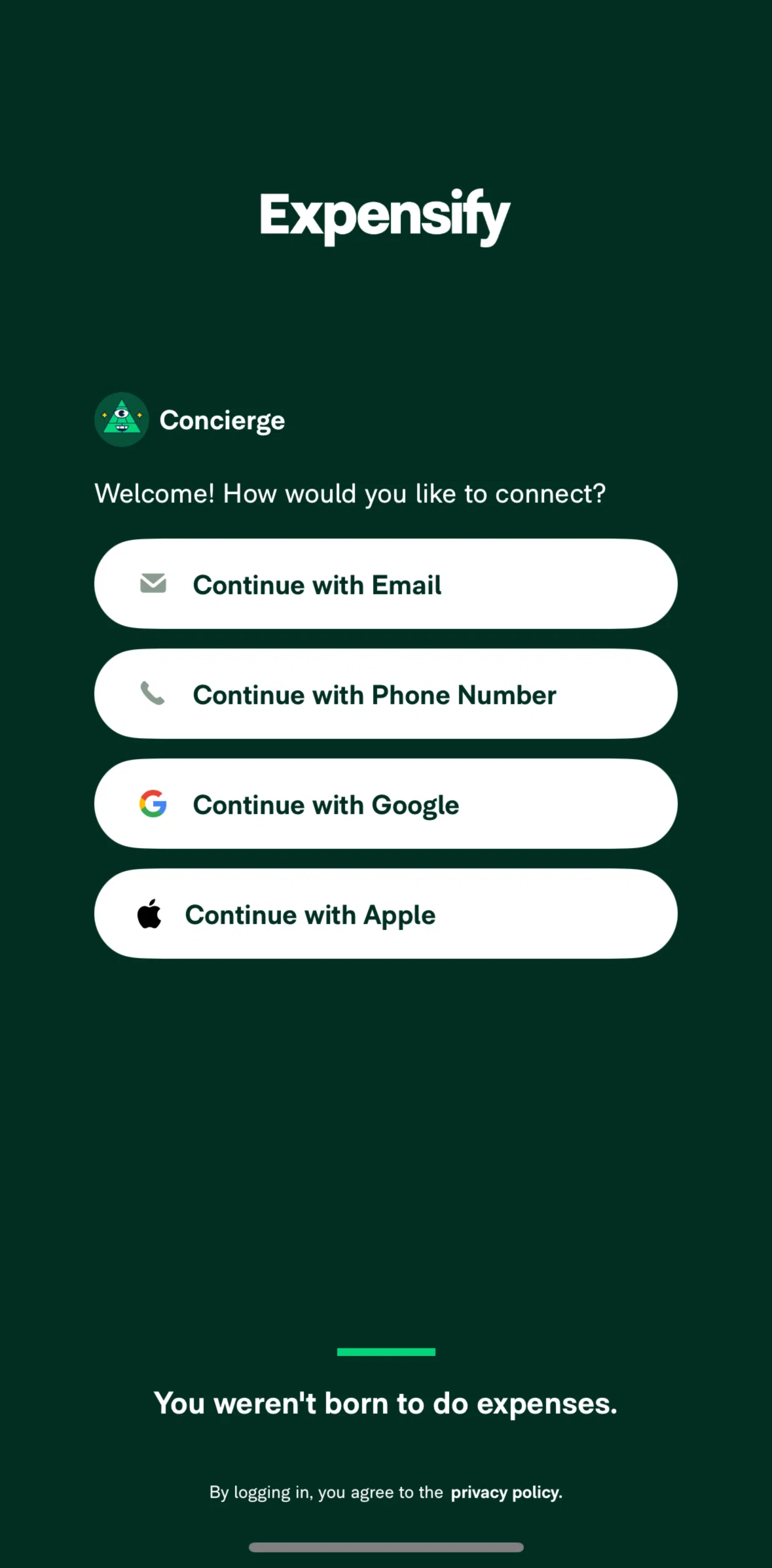 Expensify Screen screen in the Logging in flow